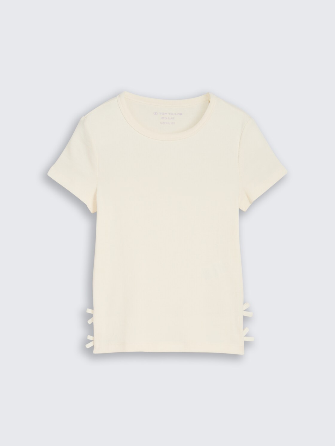 T-Shirt mit Schleifen-Details - Wool White - Vorder-Produkt-Ansicht