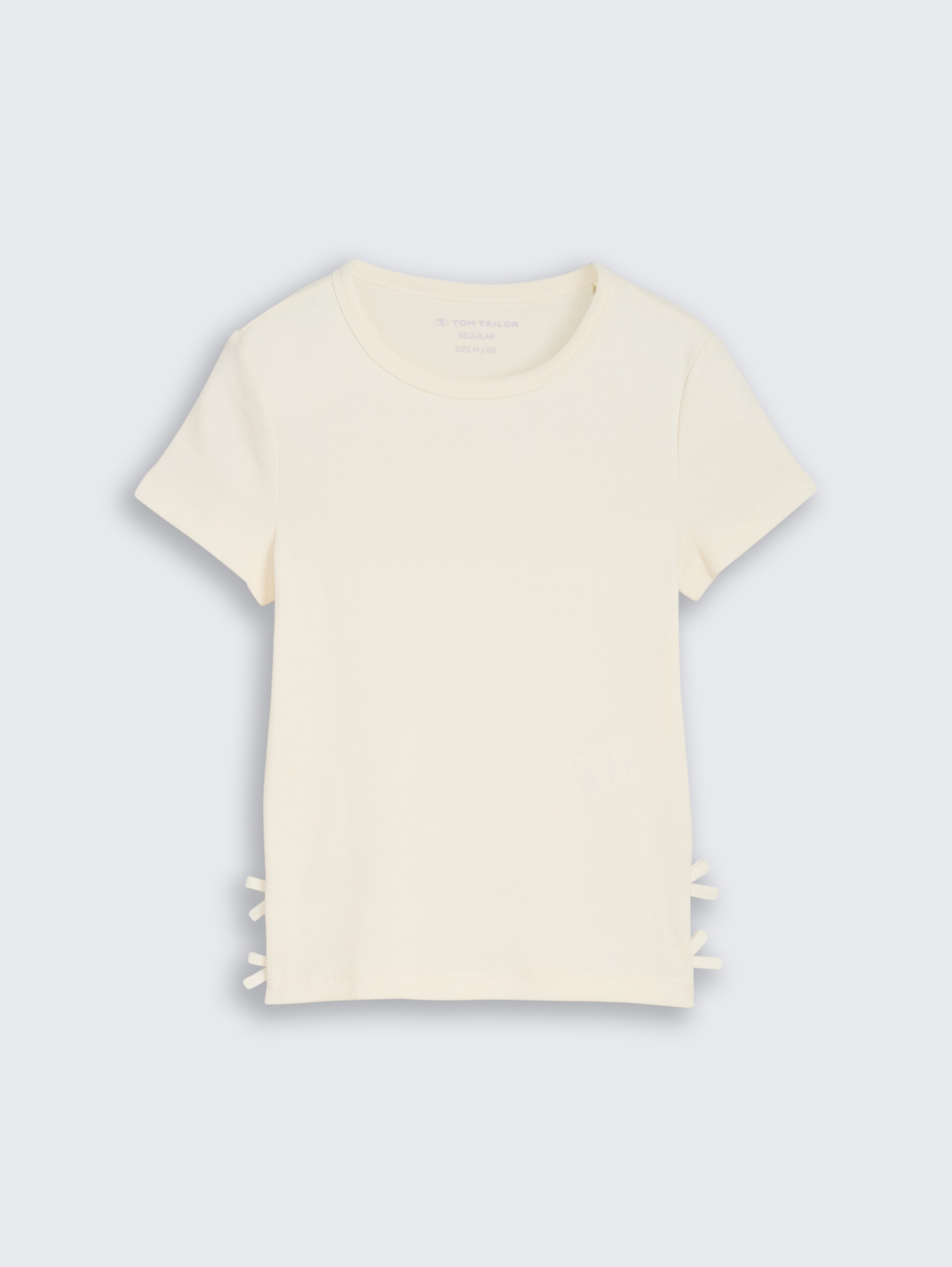 T-Shirt mit Schleifen-Details - Wool White - Vorder-Produkt-Ansicht