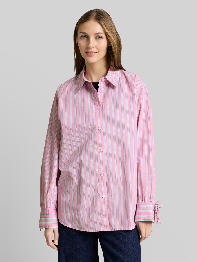 Oversized overhemdblouse met streeppatroon door Denim Female, pink blue white stripe