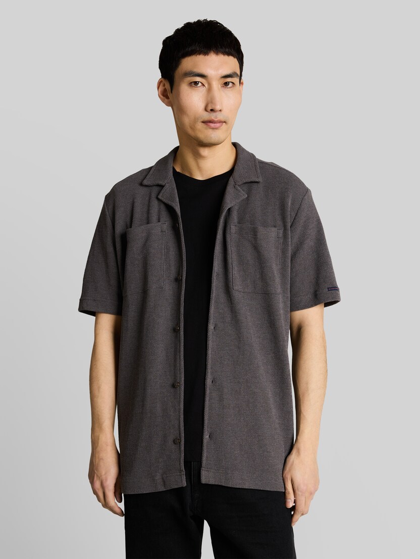 Regular Fit Jerseyhemd mit Brusttaschen von Men, Tarmac Grey Melange