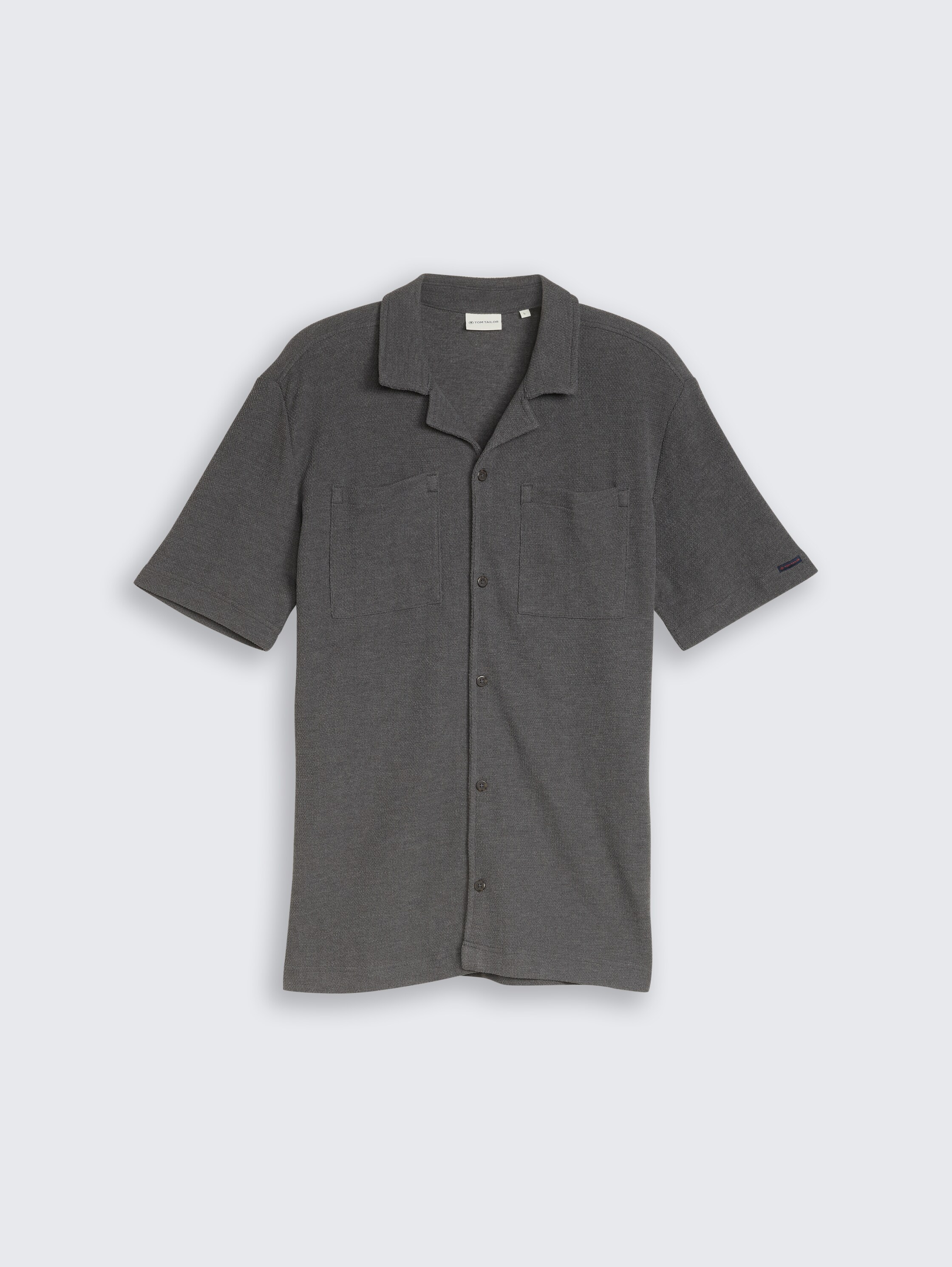 Regular Fit Jerseyhemd mit Brusttaschen - Tarmac Grey Melange - Vorder-Produkt-Ansicht