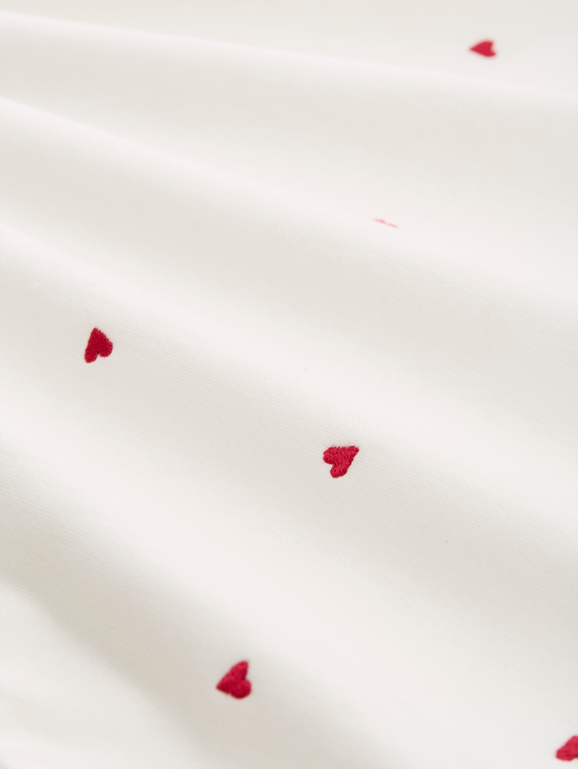 Loose Fit Sweatshirt mit Herz-Stickerei - off white red heart embroidery - Material-Ansicht