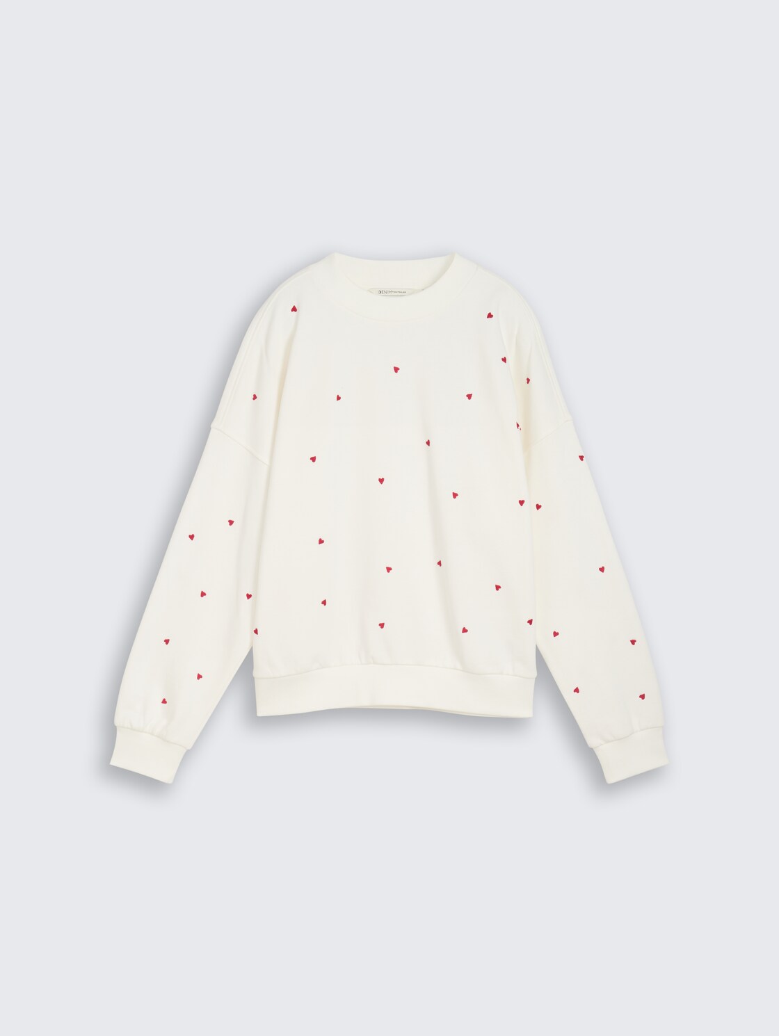 Loose Fit Sweatshirt mit Stickerei - off white red heart embroidery - Vorder-Produkt-Ansicht
