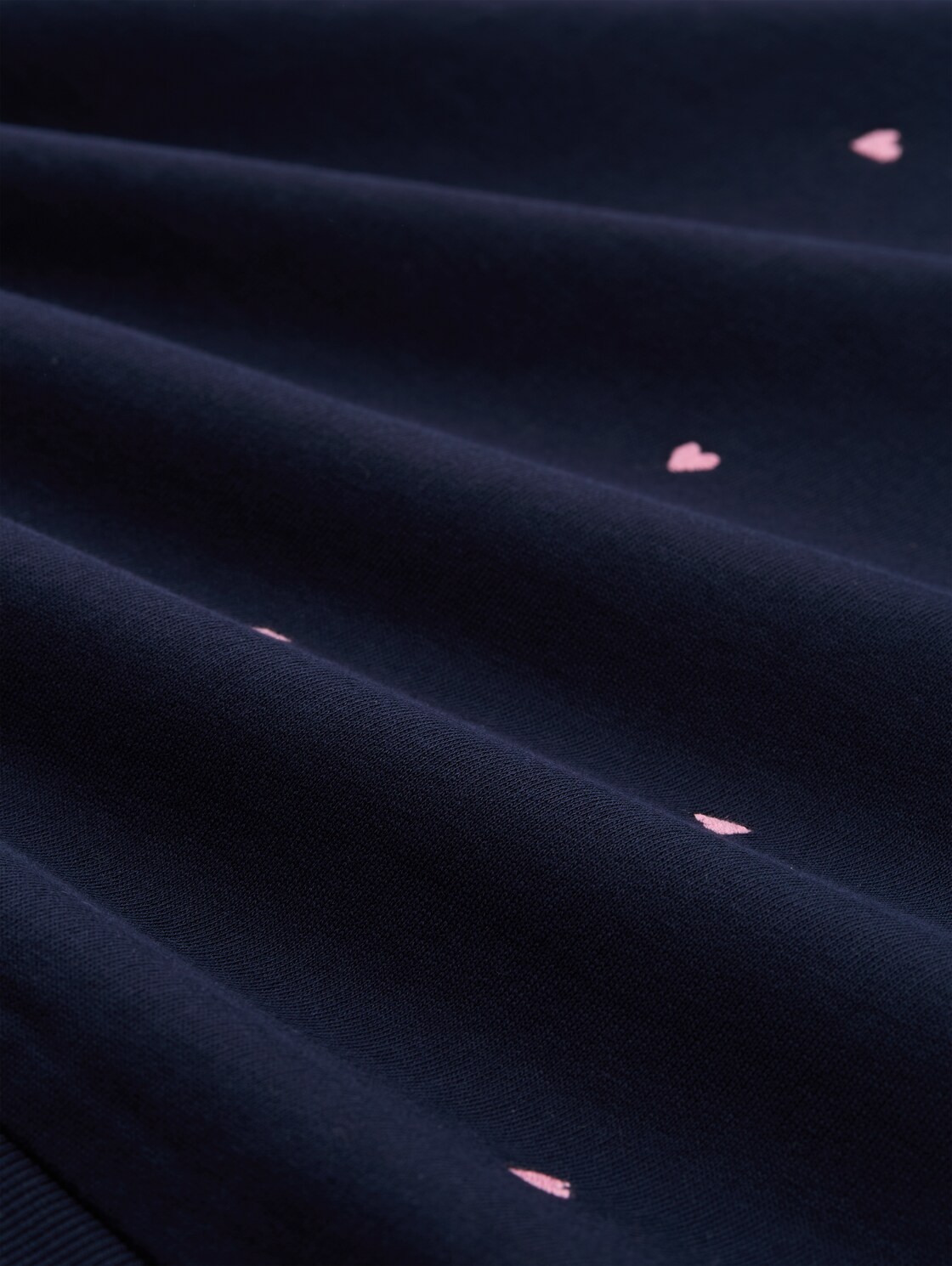 Loose Fit Sweatshirt mit Stickerei - navy pink heart embroidery - Material-Ansicht