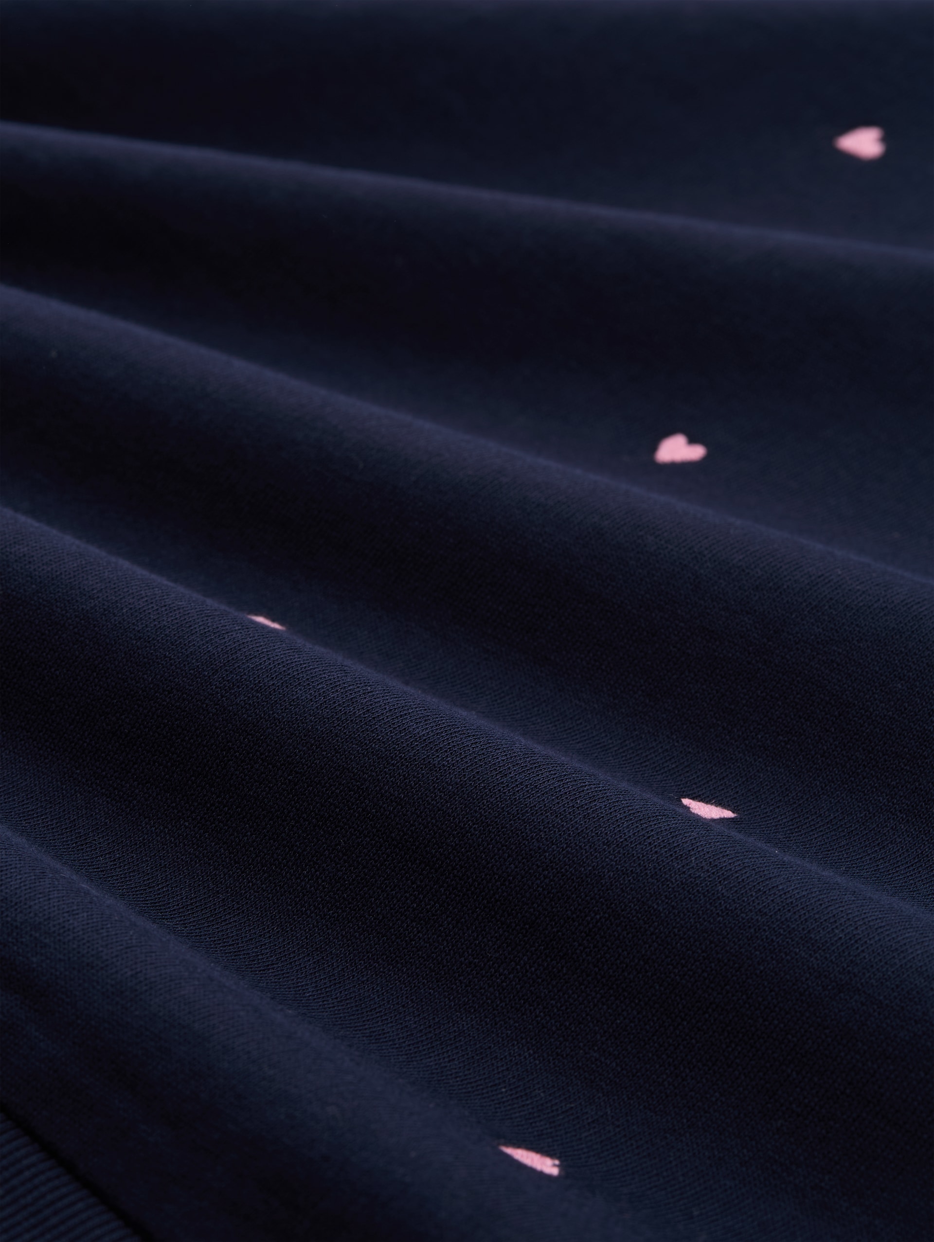 Loose-fit sweatshirt with embroidery - navy pink heart embroidery - Material view