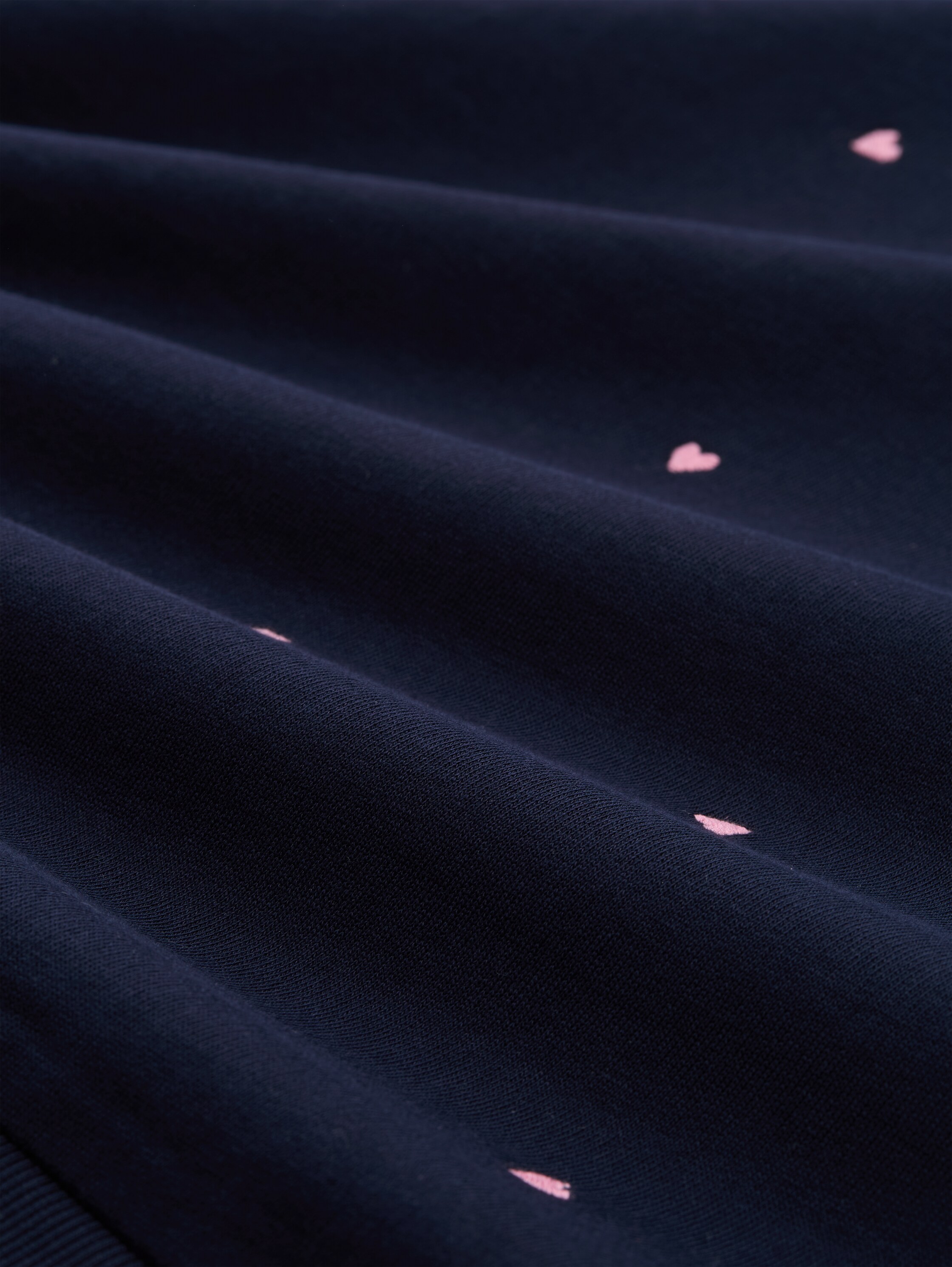 Loose Fit Sweatshirt mit Herz-Stickerei - navy pink heart embroidery - Material-Ansicht