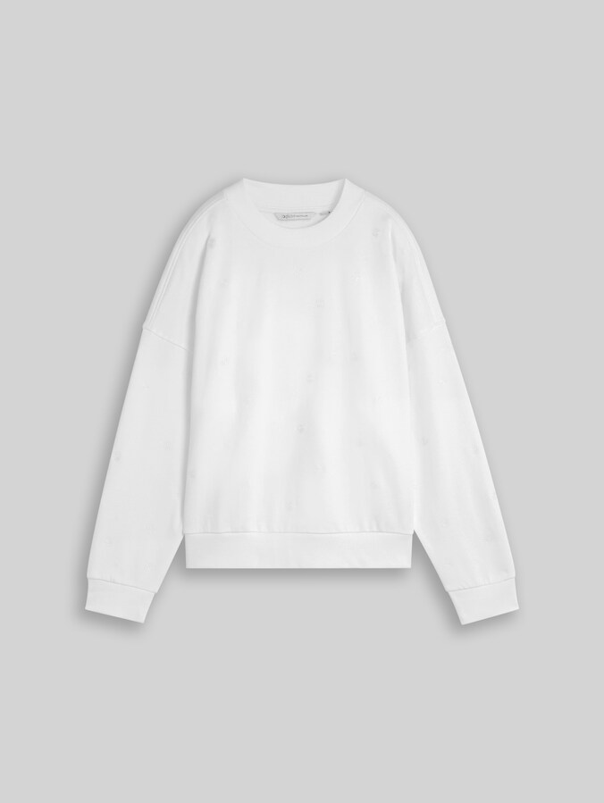 Loose-fit sweatshirt with embroidery by Denim Female, off white daisy embroidery