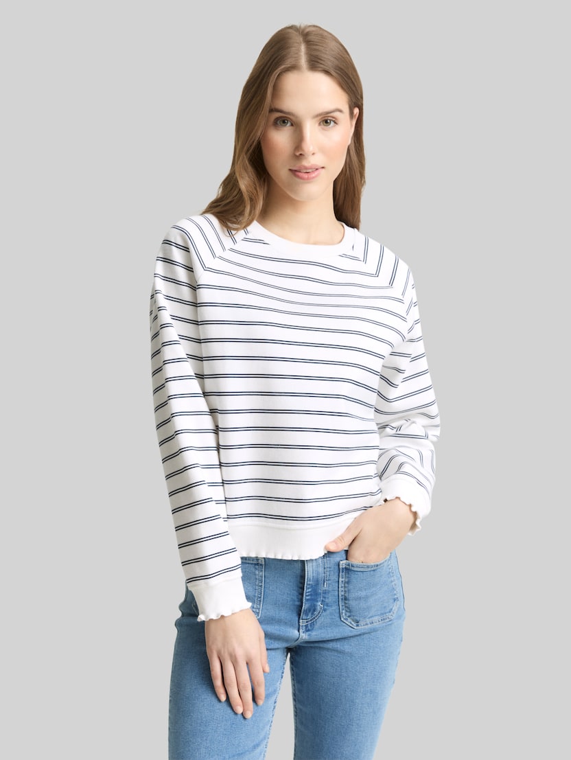 Sweatshirt met streepjespatroon door Denim Female, off white navy stripe