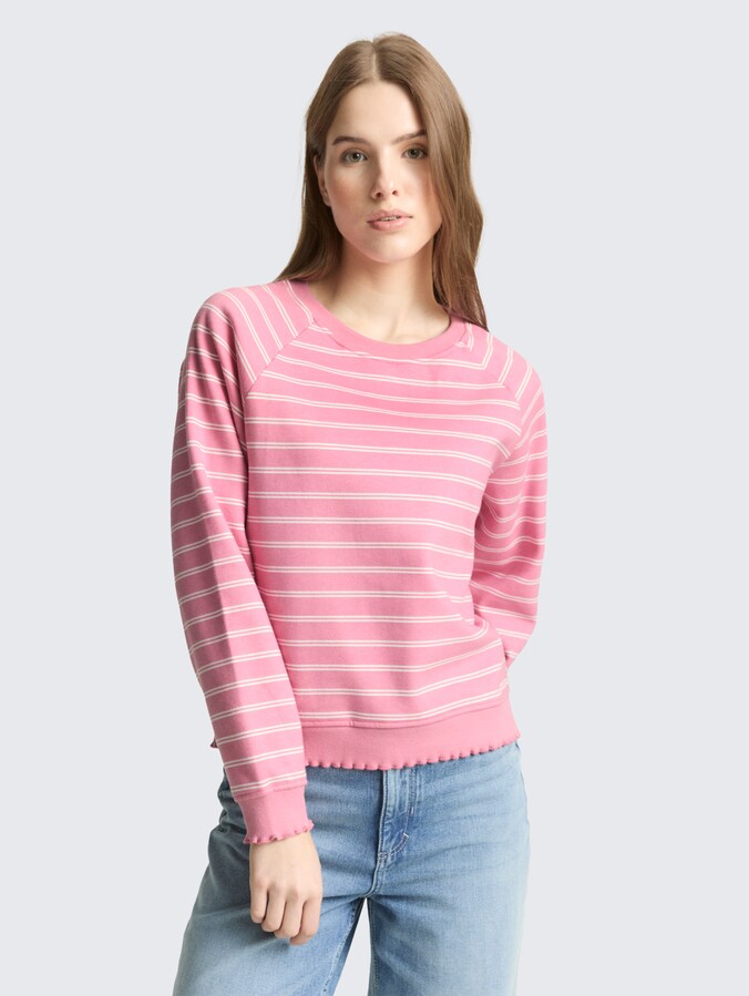 Sweatshirt with striped pattern by Denim Female, pink white stripe