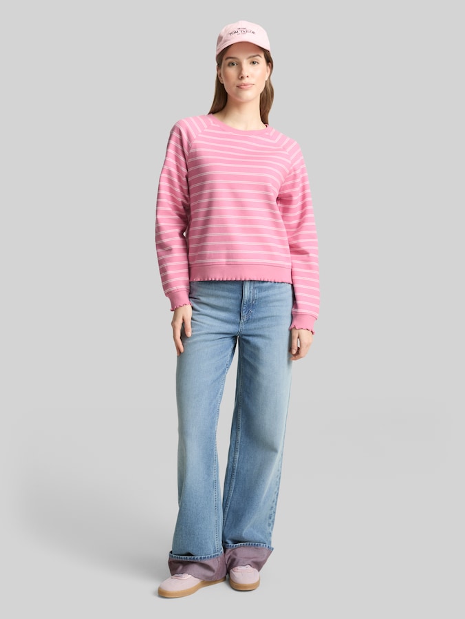 Sweat-shirt à rayures par Denim Female, pink white stripe