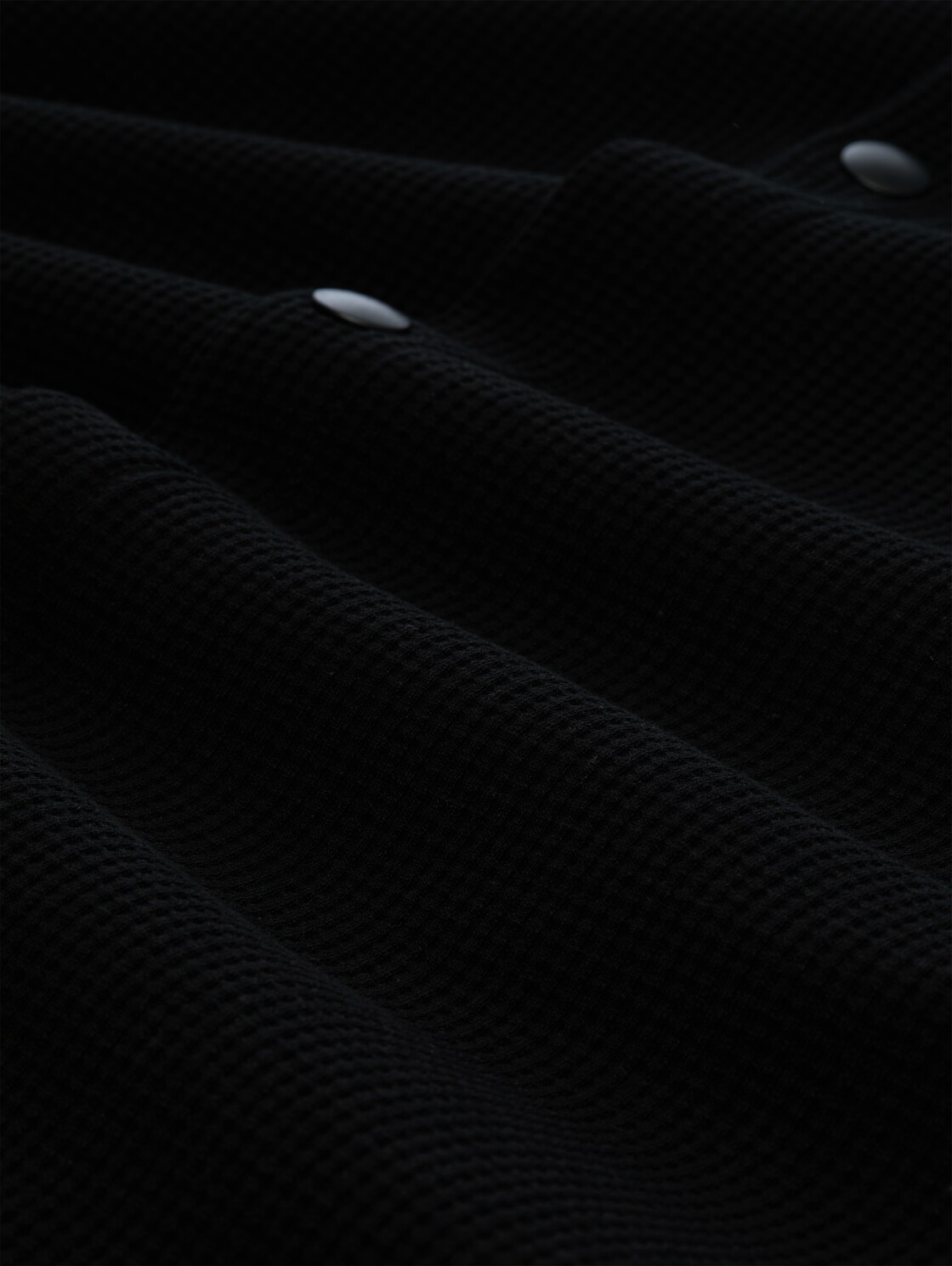 Relaxed Fit Overshirt mit Waffelstruktur - Black - Material-Ansicht
