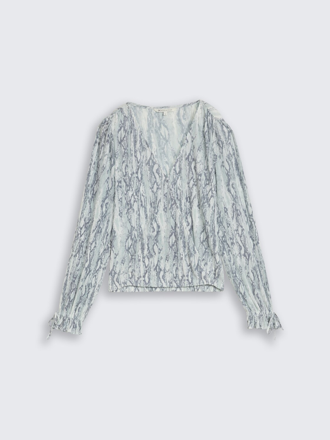 Crinkle wrap blouse with snake print - faded snake print - Front product view