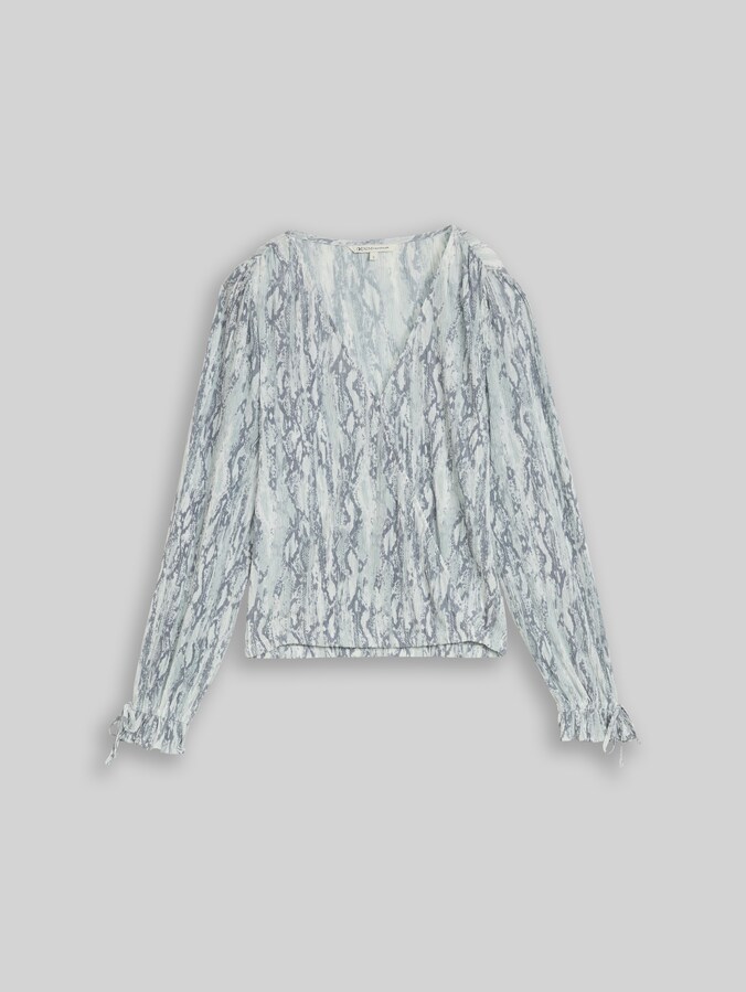 Crinkle wrap blouse with snake print by Denim Female, faded snake print