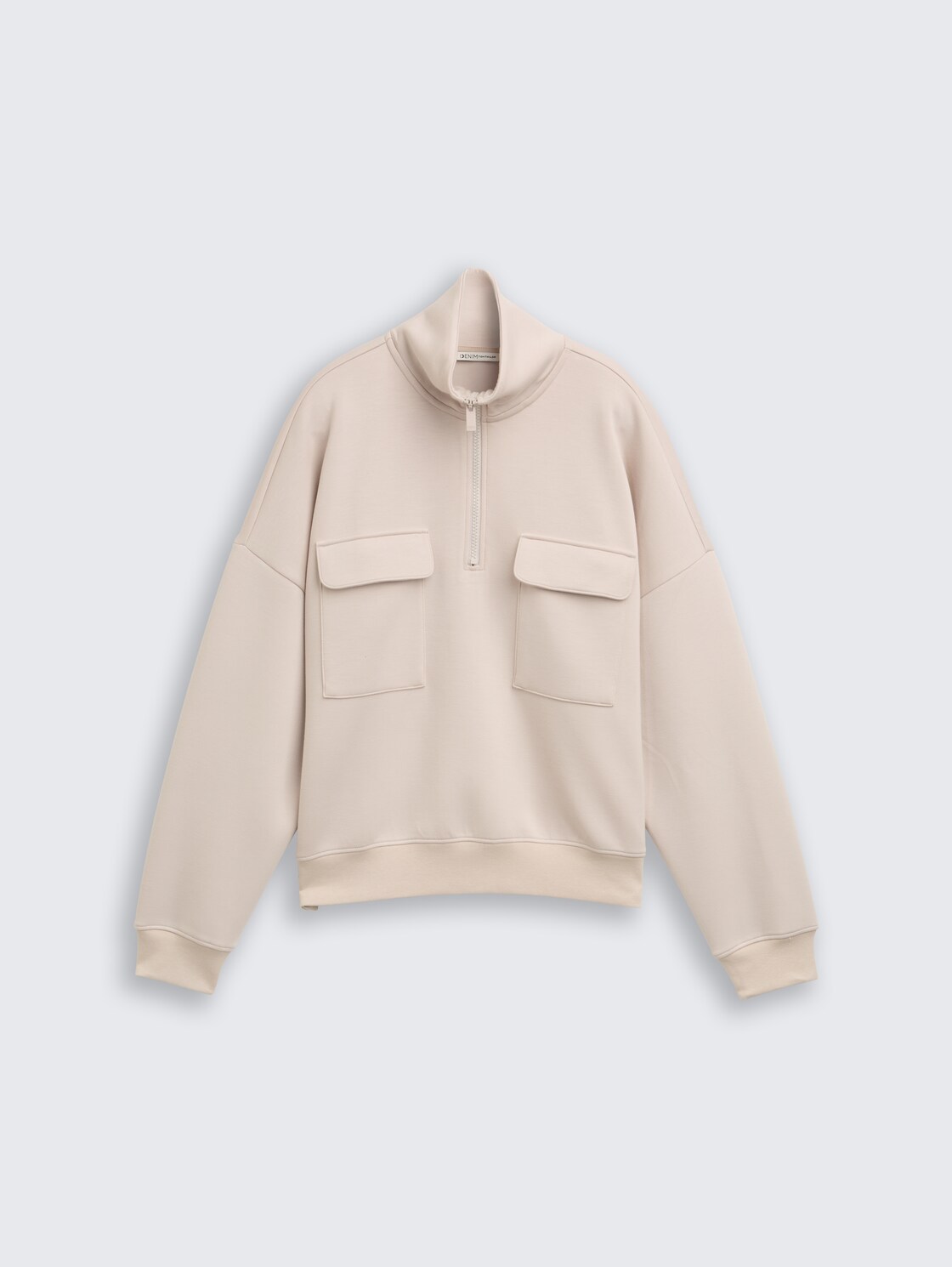 Loose Fit Troyer Sweatshirt aus Scuba - cloud grey - Vorder-Produkt-Ansicht