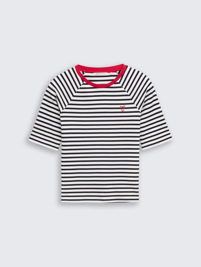 T-shirt with stripe pattern by Denim Female, navy white stripe