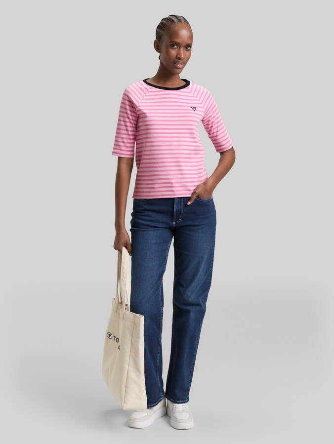 T-shirt à rayures par Denim Female, tonal blush rose stripe