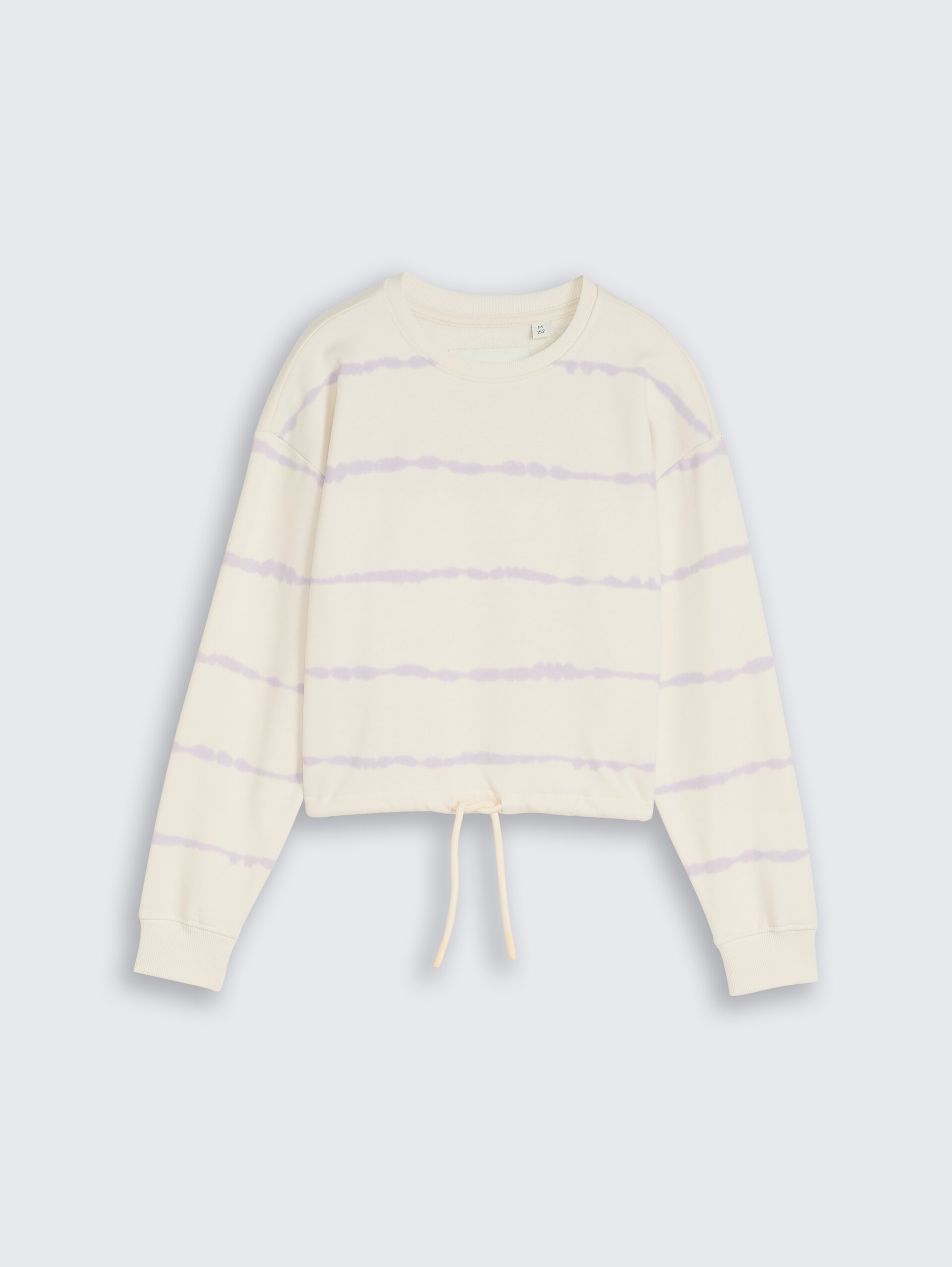 Cropped Sweatshirt mit Batikmuster - white lilac batik design - Vorder-Produkt-Ansicht