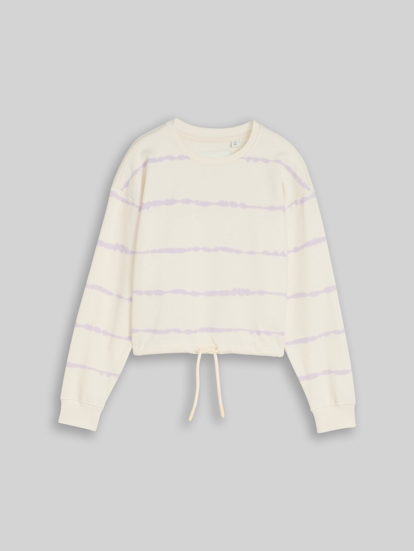 Cropped Sweatshirt mit Batikmuster von Teen Girls, white lilac batik design