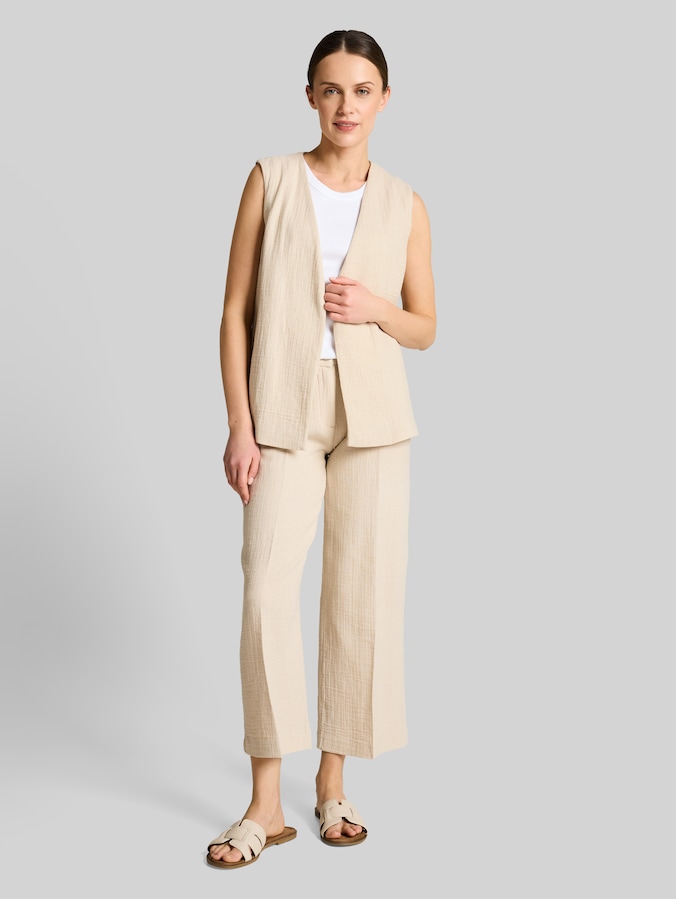 Culotte met linnen door Women, sand stone beige melange