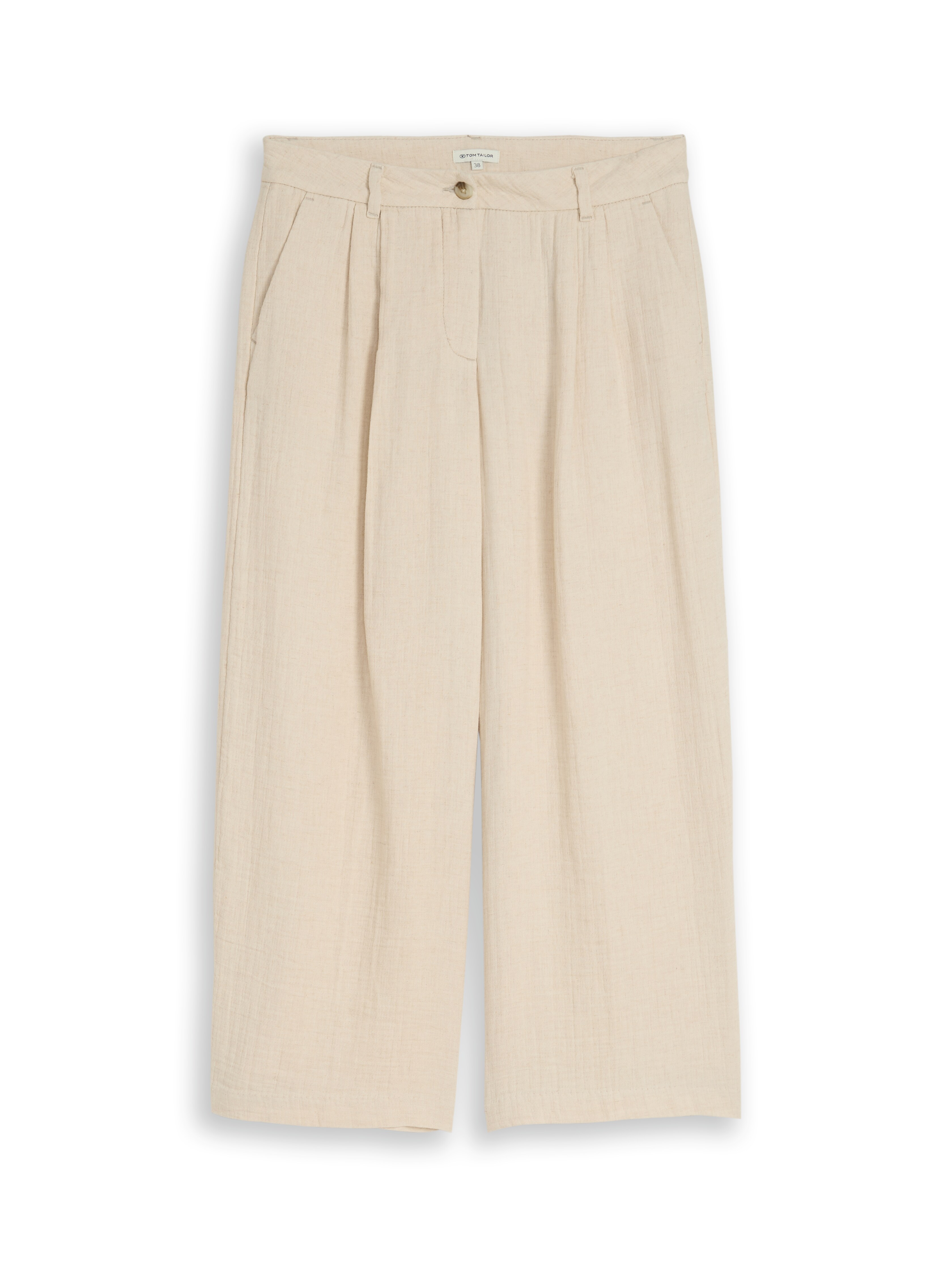 Culottes with linen blend in beige by Tom Tailor