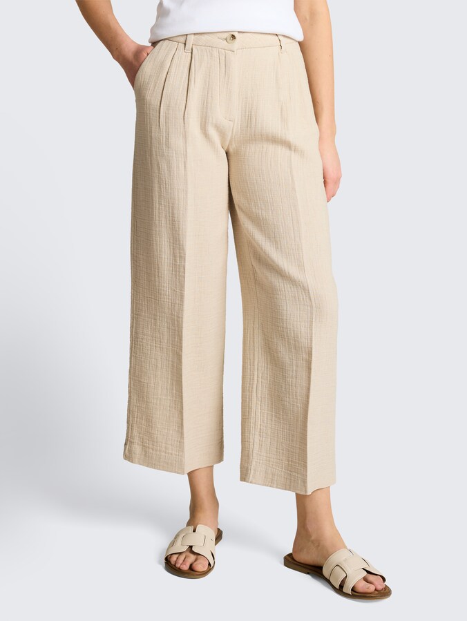 Culotte met linnen door Women, sand stone beige melange