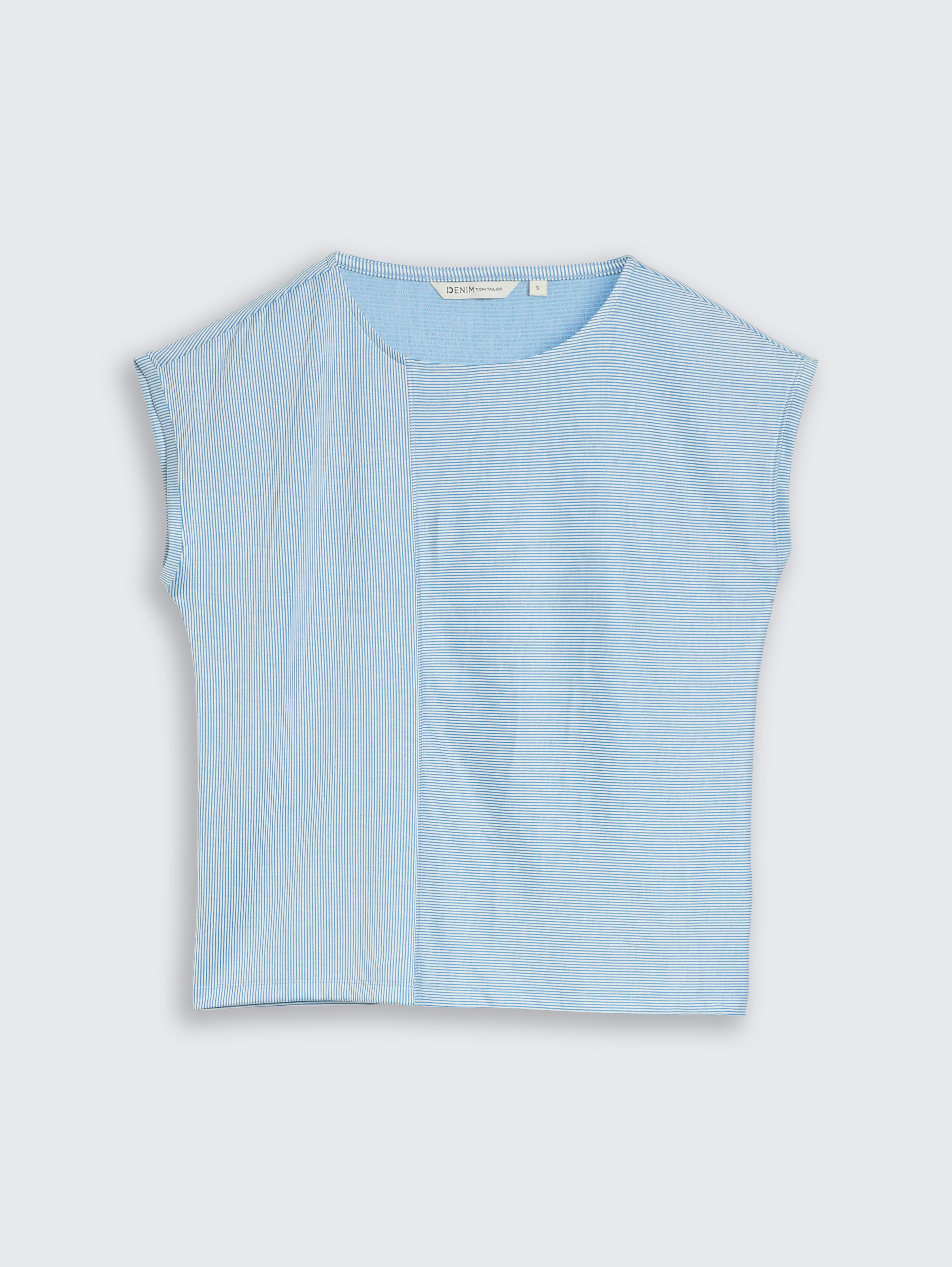 Loose Fit T-Shirt mit Streifenmuster von Denim Female, small mid blue white stripe