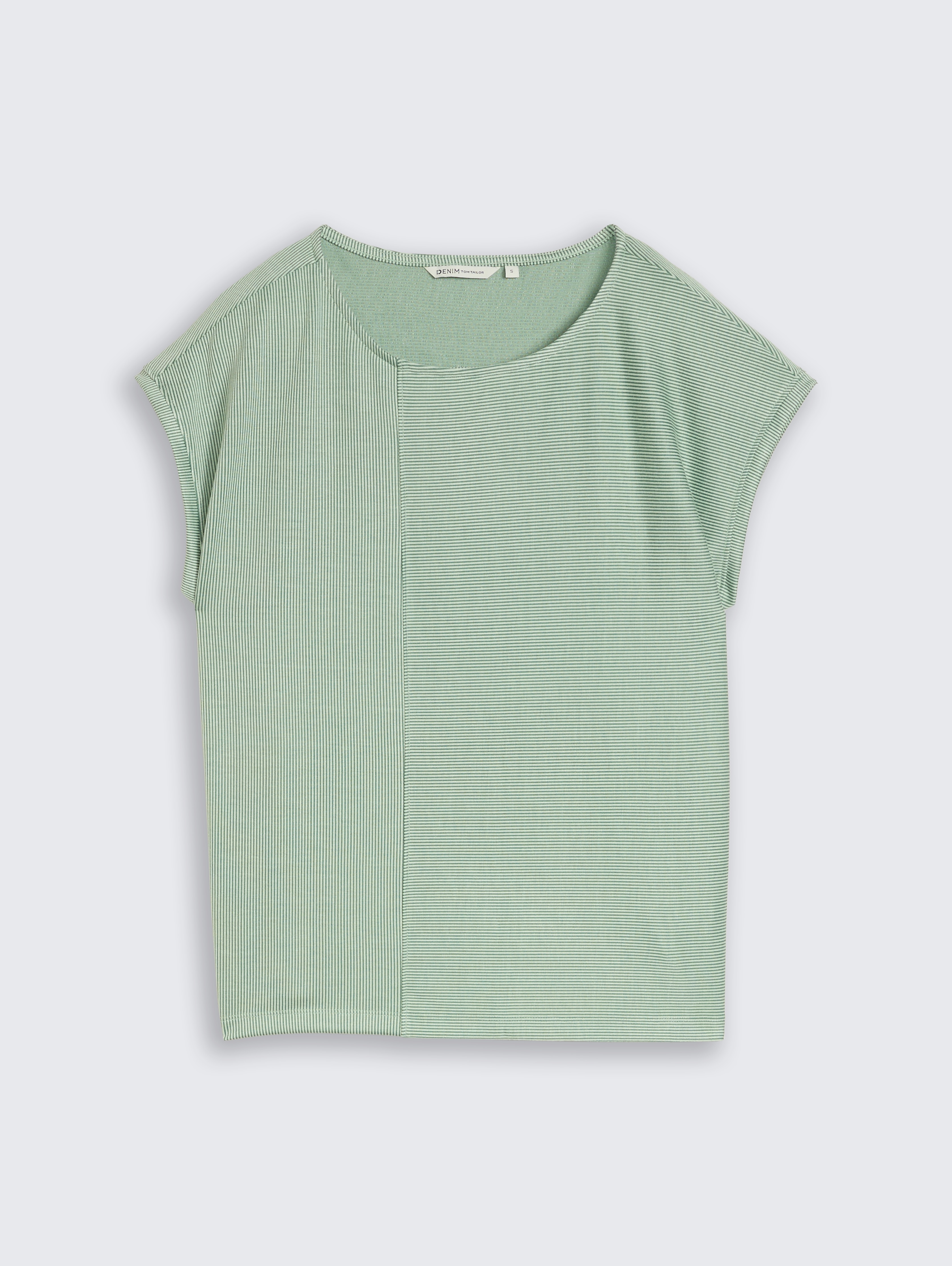 Loose Fit T-Shirt mit Streifenmuster von Denim Female, small tonal matchagreen stripe