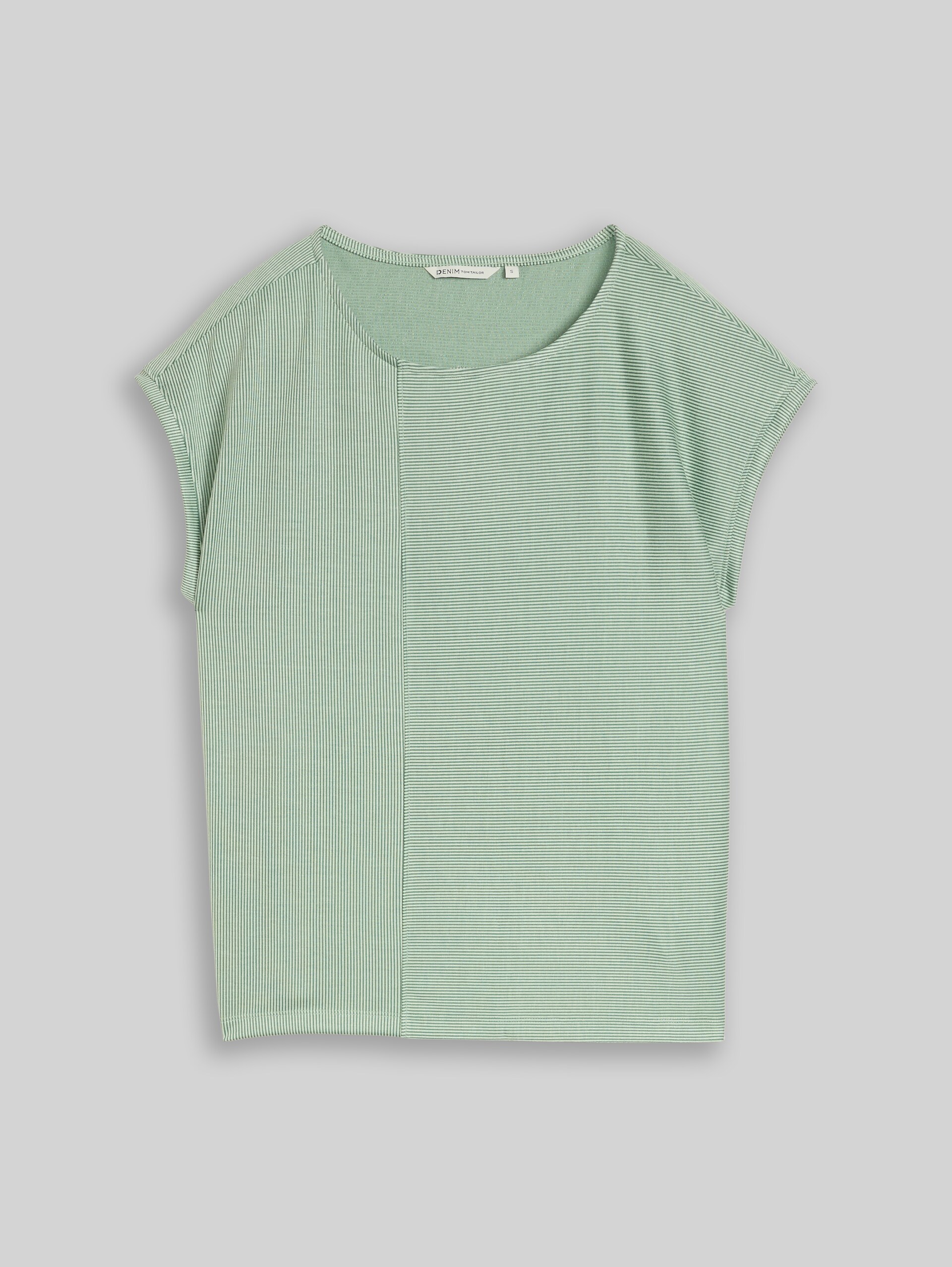 Loose-fit T-shirt with a striped pattern - small tonal matchagreen stripe - Front product view