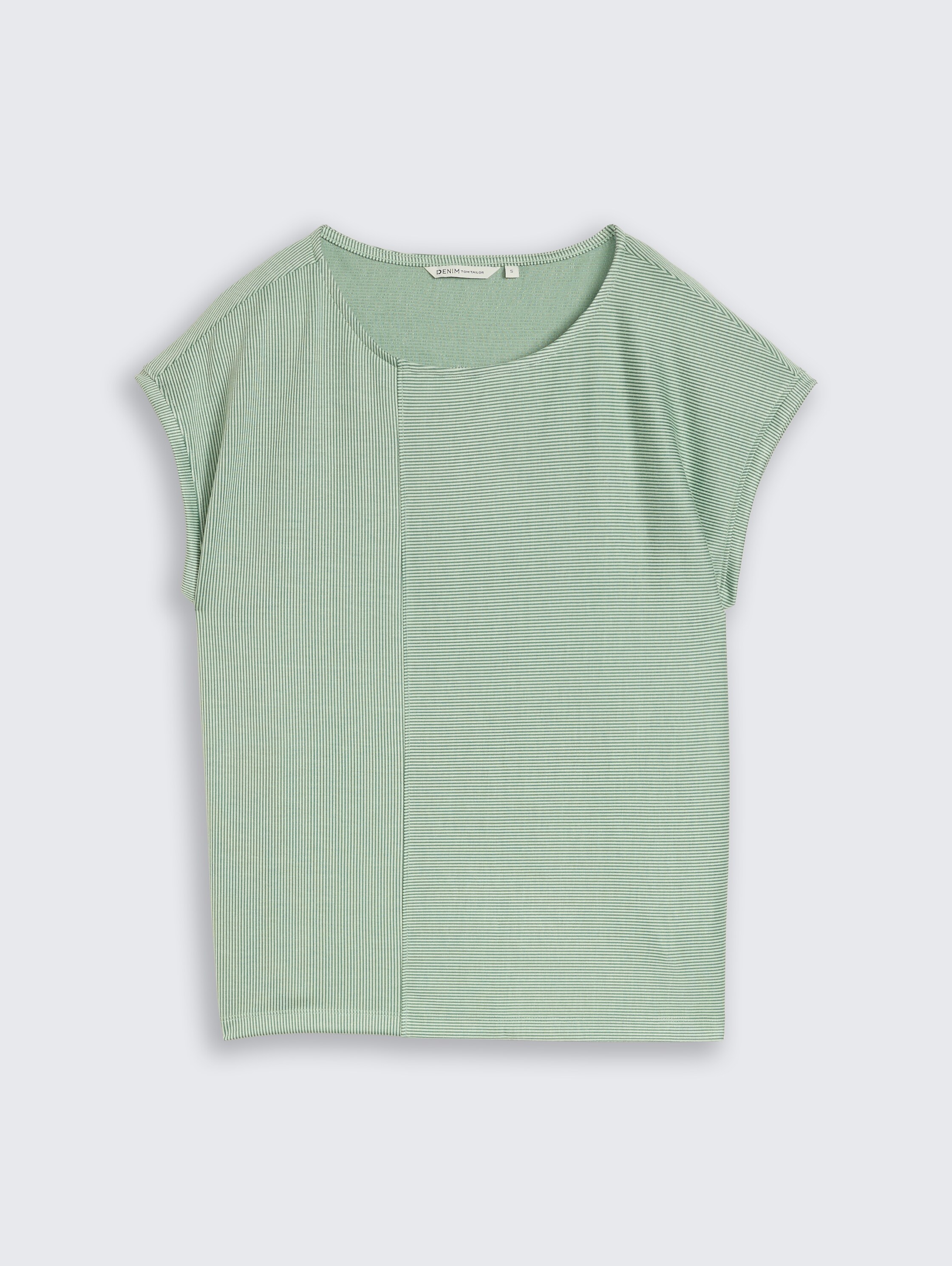 T-shirt met losse pasvorm en streepmotief - small_tonal_matchagreen_stripe - 