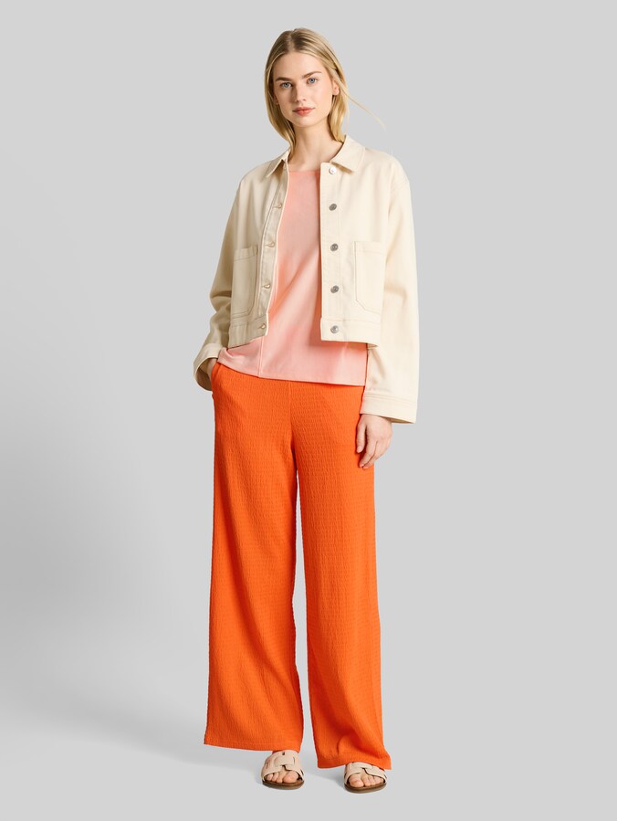 Loose Fit T-Shirt mit Streifenmuster von Denim Female, small apricot white stripe