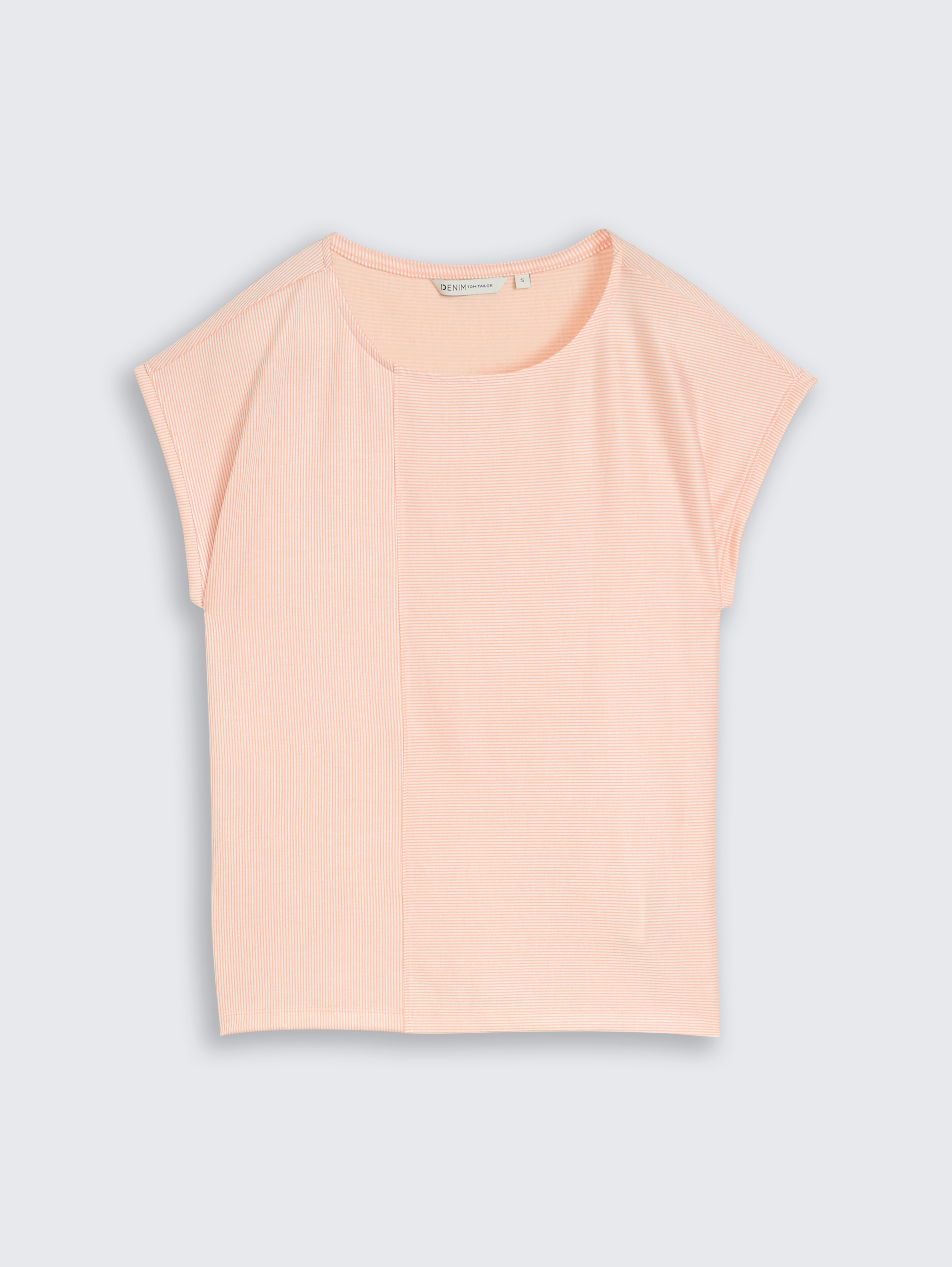 Loose-fit T-shirt with a striped pattern by Denim Female, small apricot white stripe