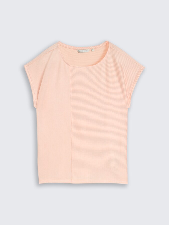 Loose Fit T-Shirt mit Streifenmuster von Denim Female, small apricot white stripe