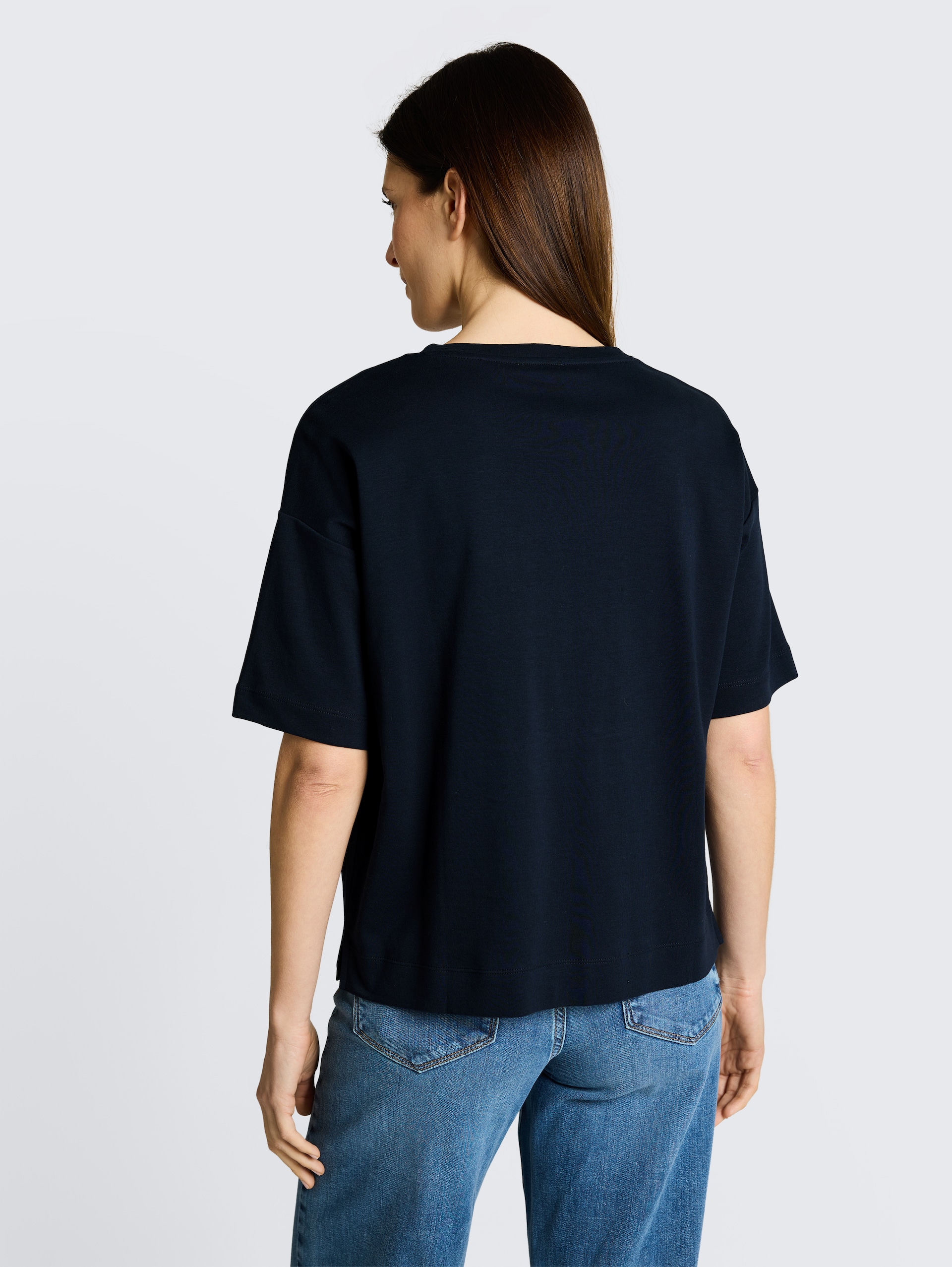 T-shirt met opschrift - sky captain blue - Neklijn model-achteraanzicht
