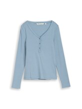 Ausgewählt, Slim Fit Henley Langarmshirt mit Streifenmuster von Tom Tailor, blau