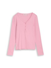 Geselecteerd, Slim fit Henley-shirt met lange mouwen en streepjesmotief door Tom Tailor, rosa