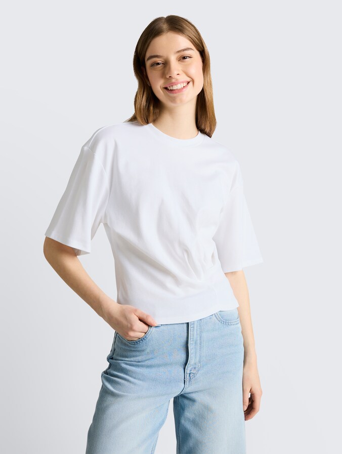T-shirt met knoopdetail door Denim Female, White