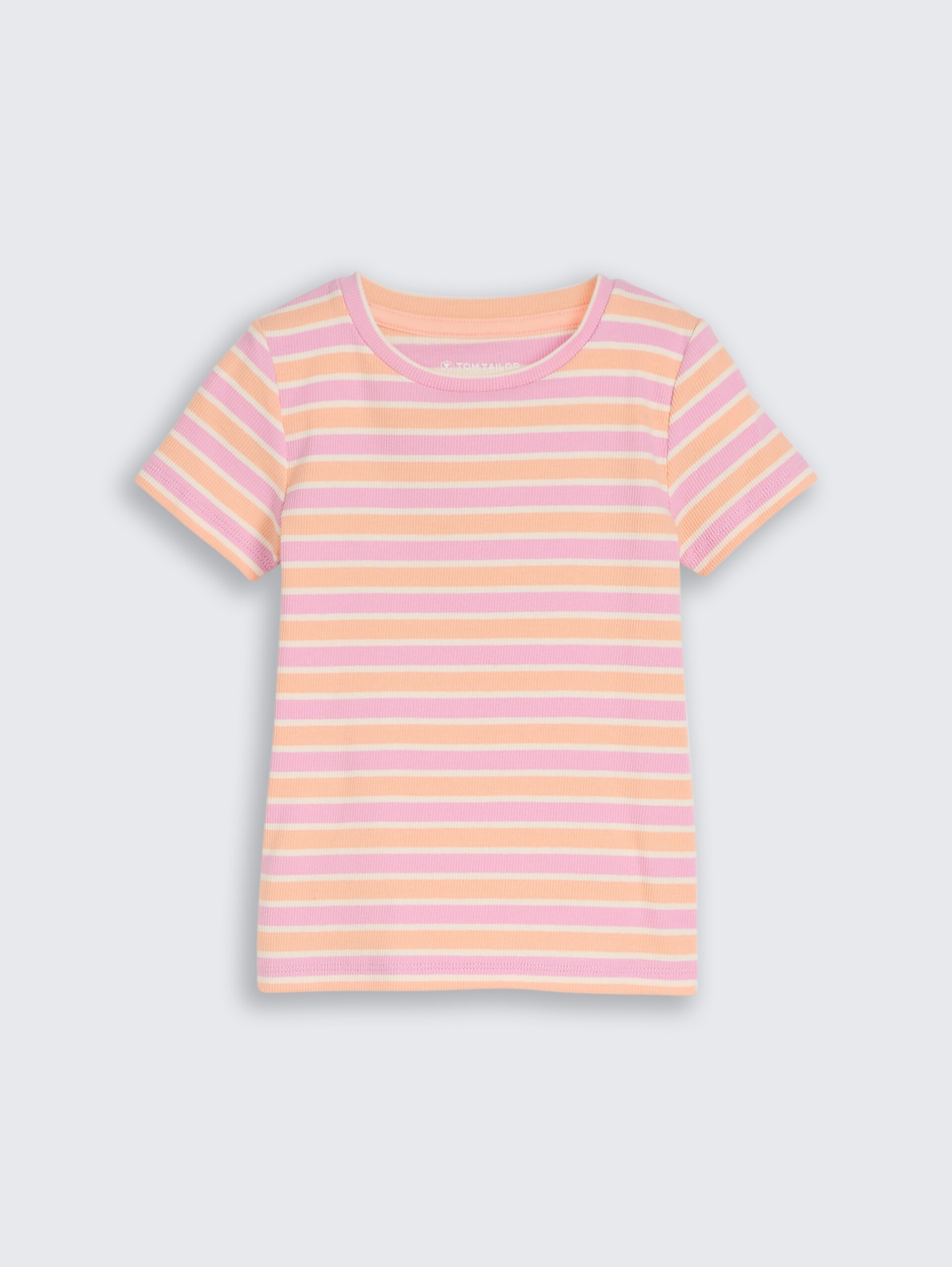 Ripp T-Shirt mit Streifenmuster - multicolor peach stripe - Vorder-Produkt-Ansicht