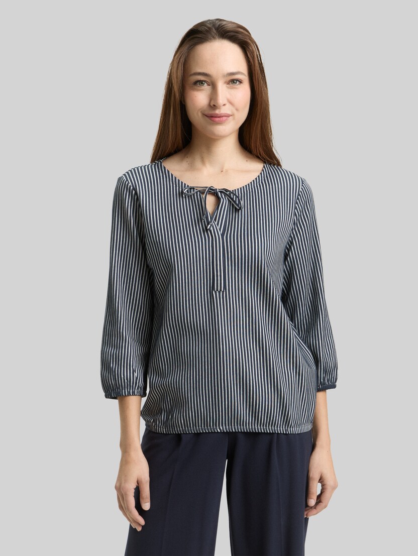 Blouse-shirt met streepjespatroon door Women, navy blue white thin stripe