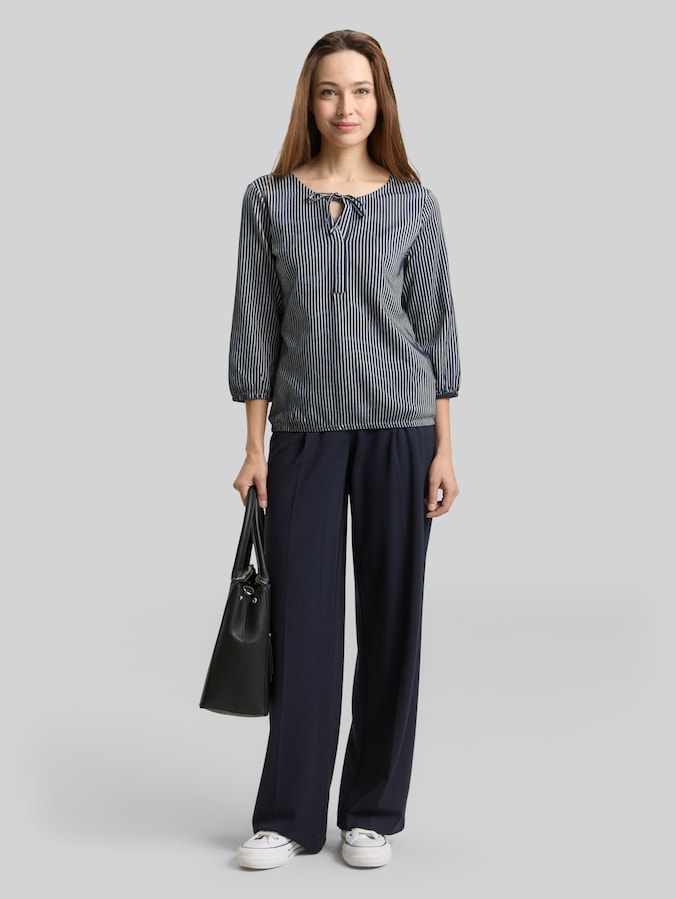 Blusenshirt mit Streifenmuster von Women, navy blue white thin stripe