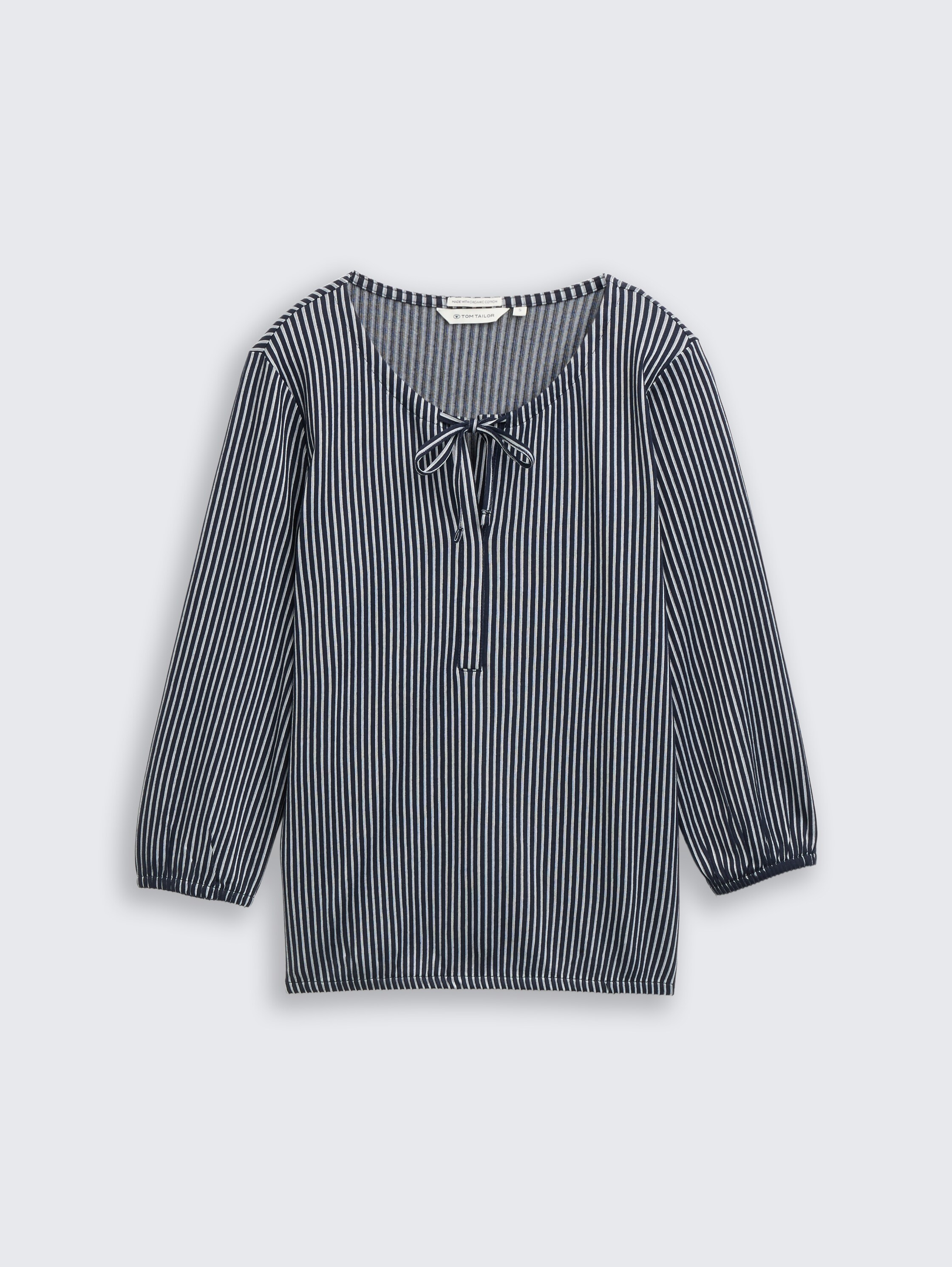 Blusenshirt mit Streifenmuster - navy blue white thin stripe - Vorder-Produkt-Ansicht