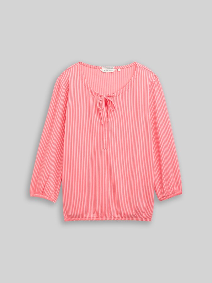 Blouse shirt with striped pattern by Women, soft coral pink white stripe