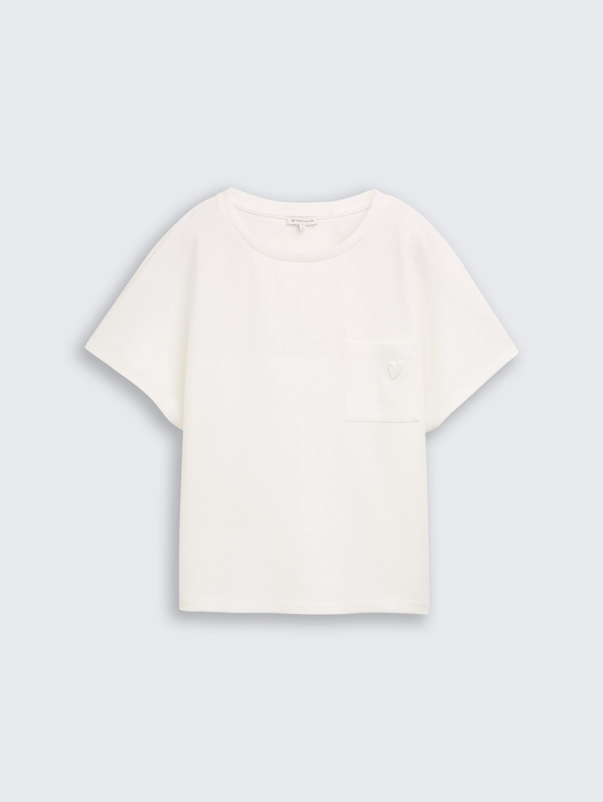 Loose Fit Scuba T-Shirt mit Brusttasche - Whisper White - Vorder-Produkt-Ansicht