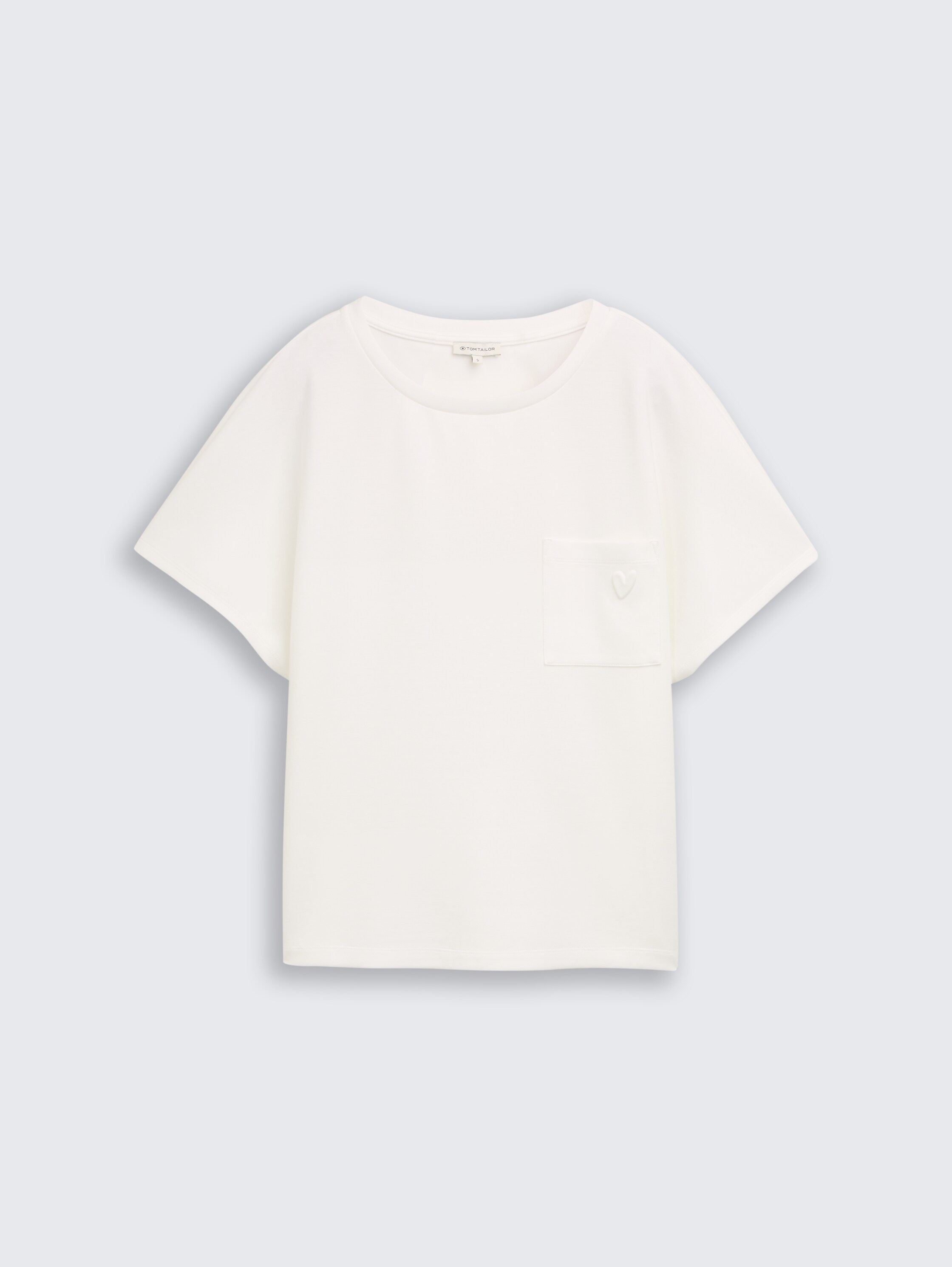 T-shirt ample en scuba avec poche poitrine - Whisper White - Vue de face du produit