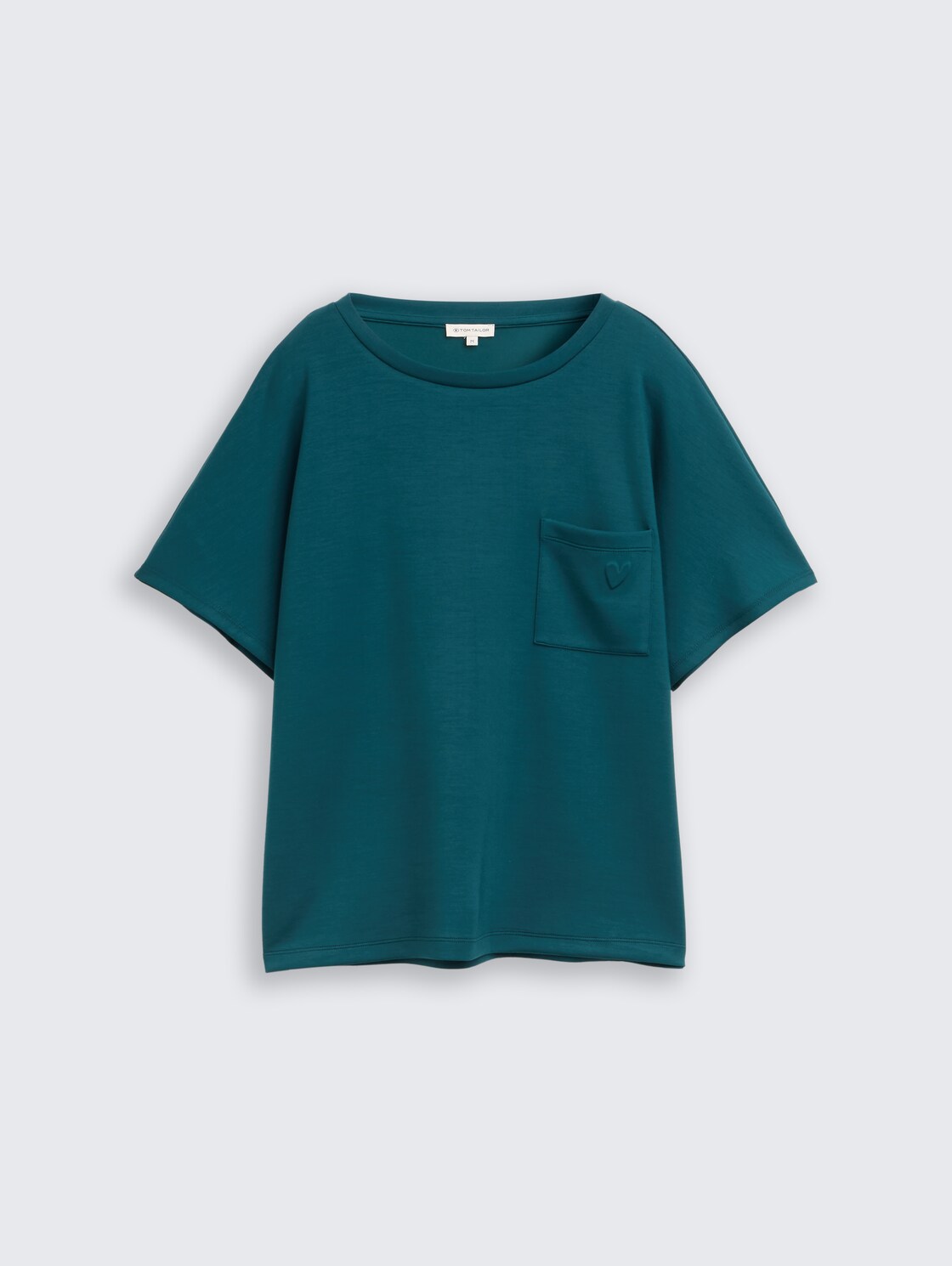 Loose Fit Scuba T-Shirt mit Brusttasche - Deep Meadow Green - Vorder-Produkt-Ansicht