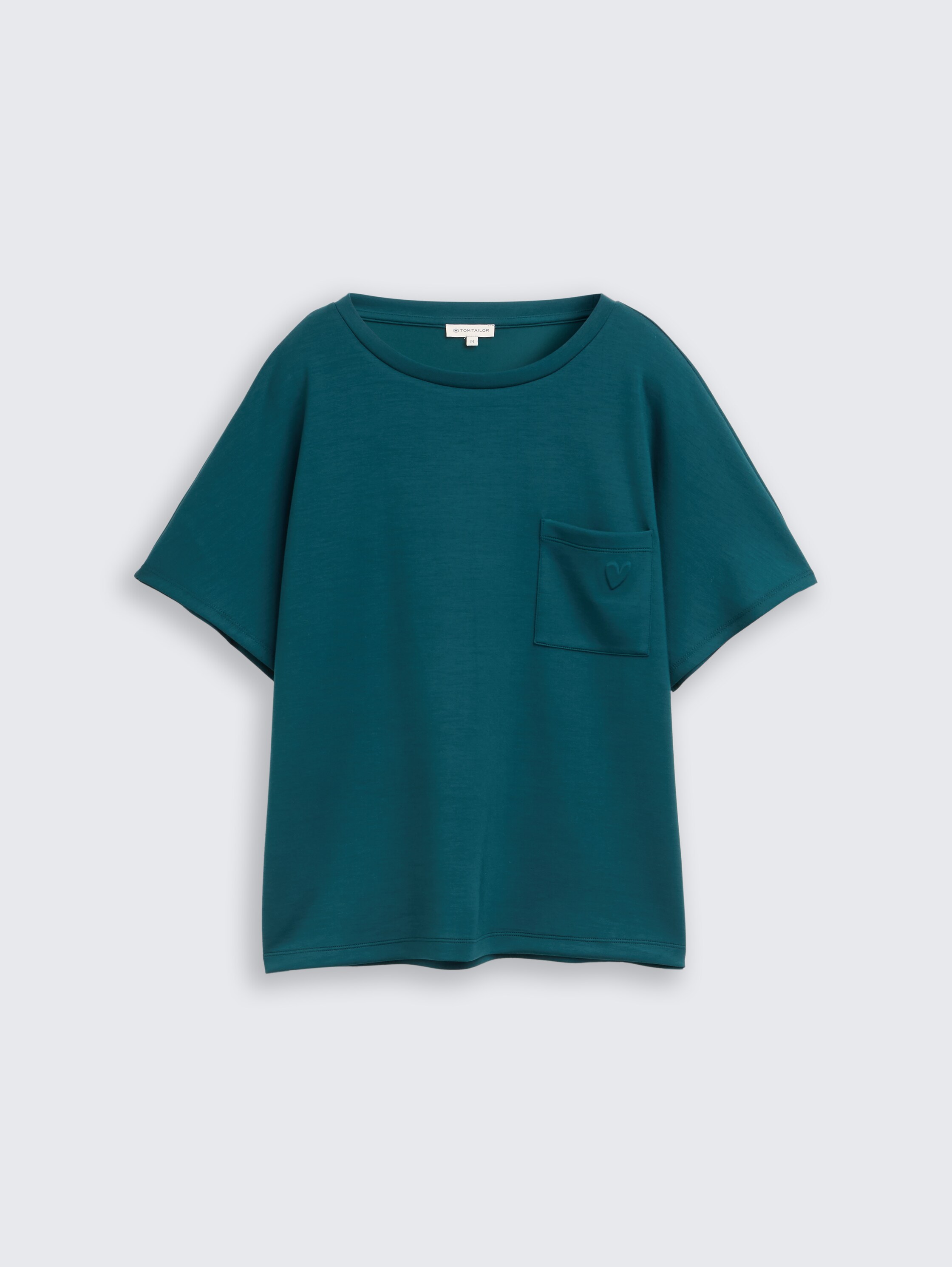 Loose fit scuba T-shirt with breast pocket - Deep Meadow Green - Front product view