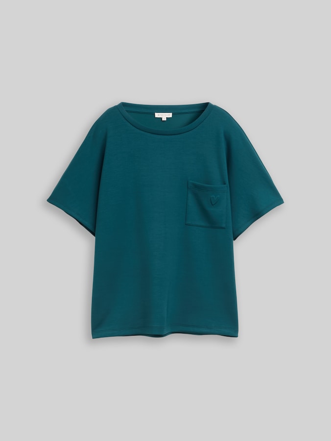 Loose fit scuba T-shirt with breast pocket by Women, Deep Meadow Green