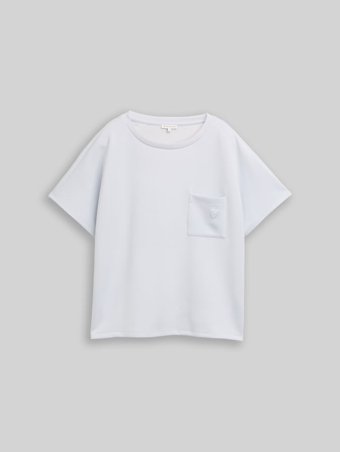 Loose Fit Scuba T-Shirt mit Brusttasche von Women, soft dusty blue