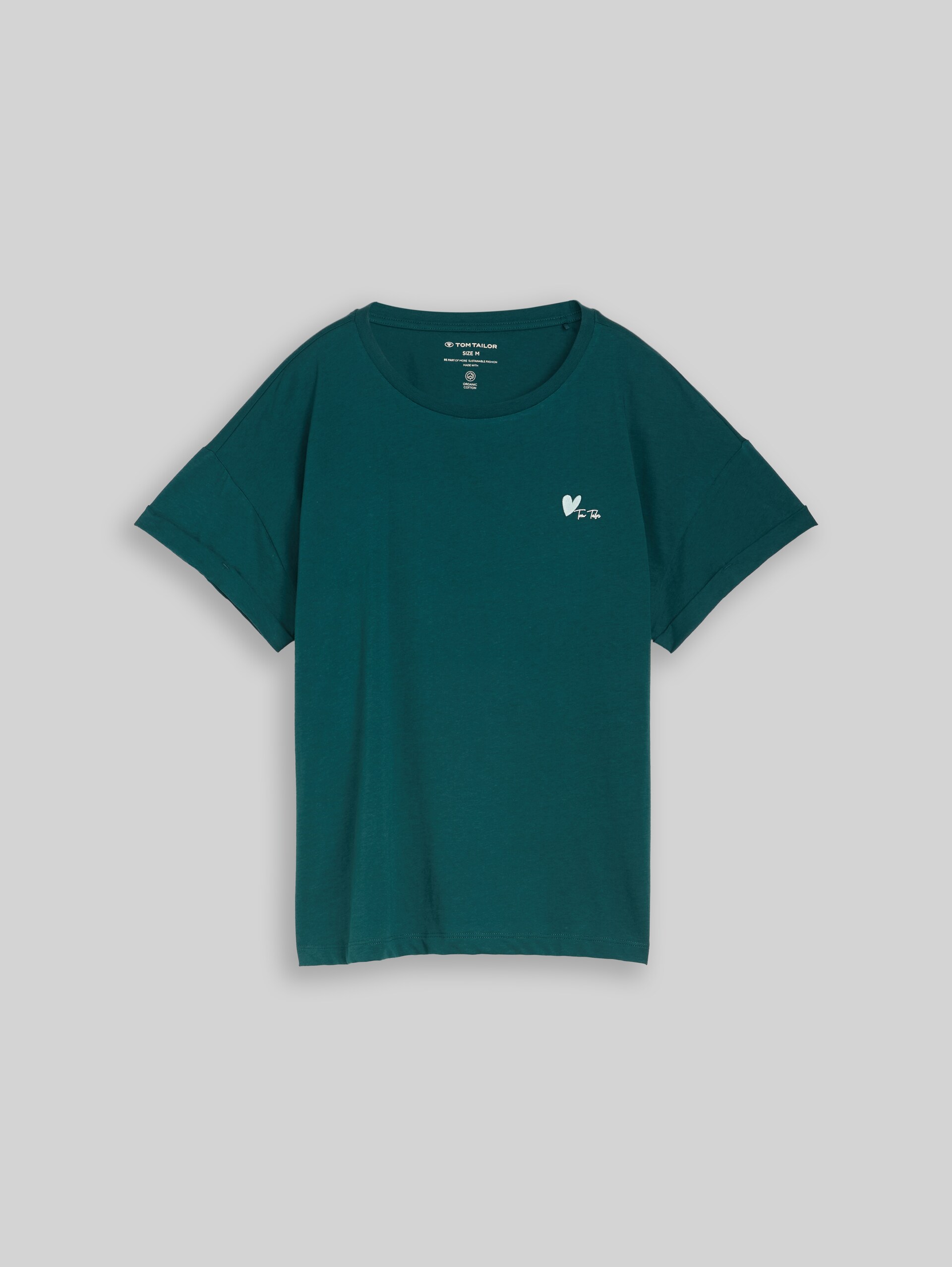 T-Shirt mit Stickerei - Deep Meadow Green - Vorder-Produkt-Ansicht