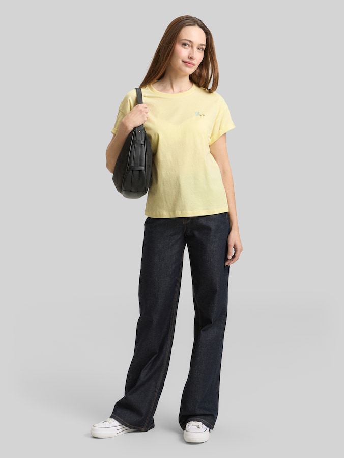 T-Shirt mit Stickerei von Women, soft lemon