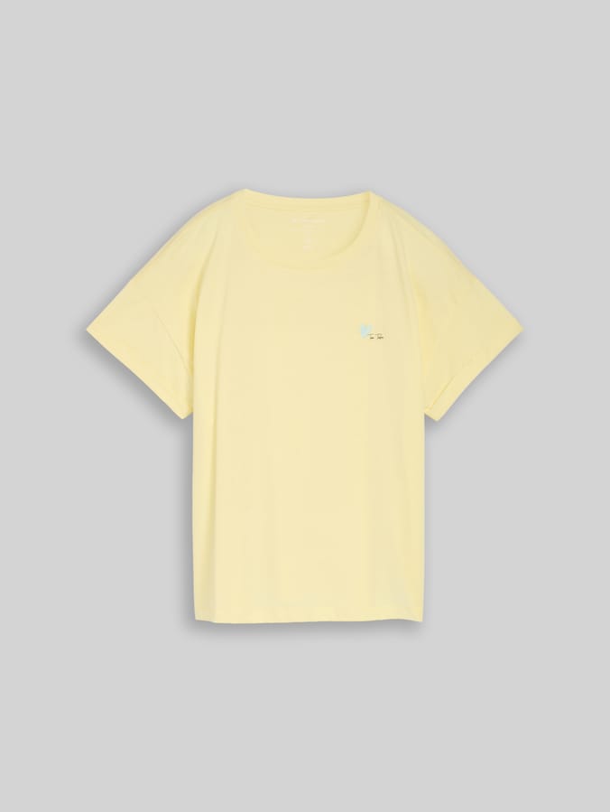 T-shirt met borduursel door Women, soft lemon